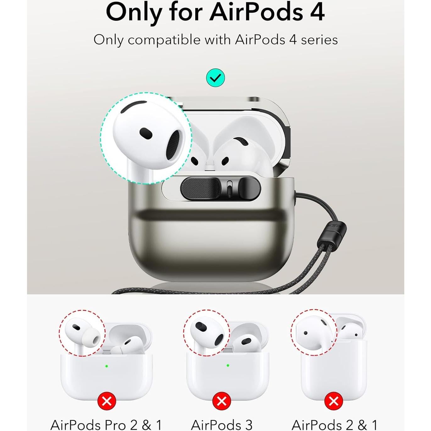 Funda Titanio ESR para AirPods 4 Generación 2024 USB-C MagSafe