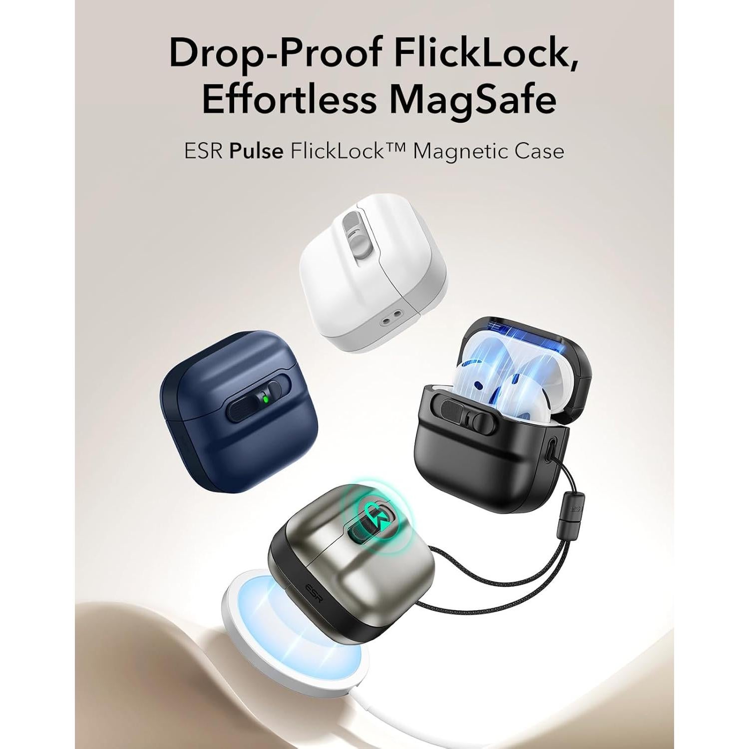 Funda Titanio ESR para AirPods 4 Generación 2024 USB-C MagSafe