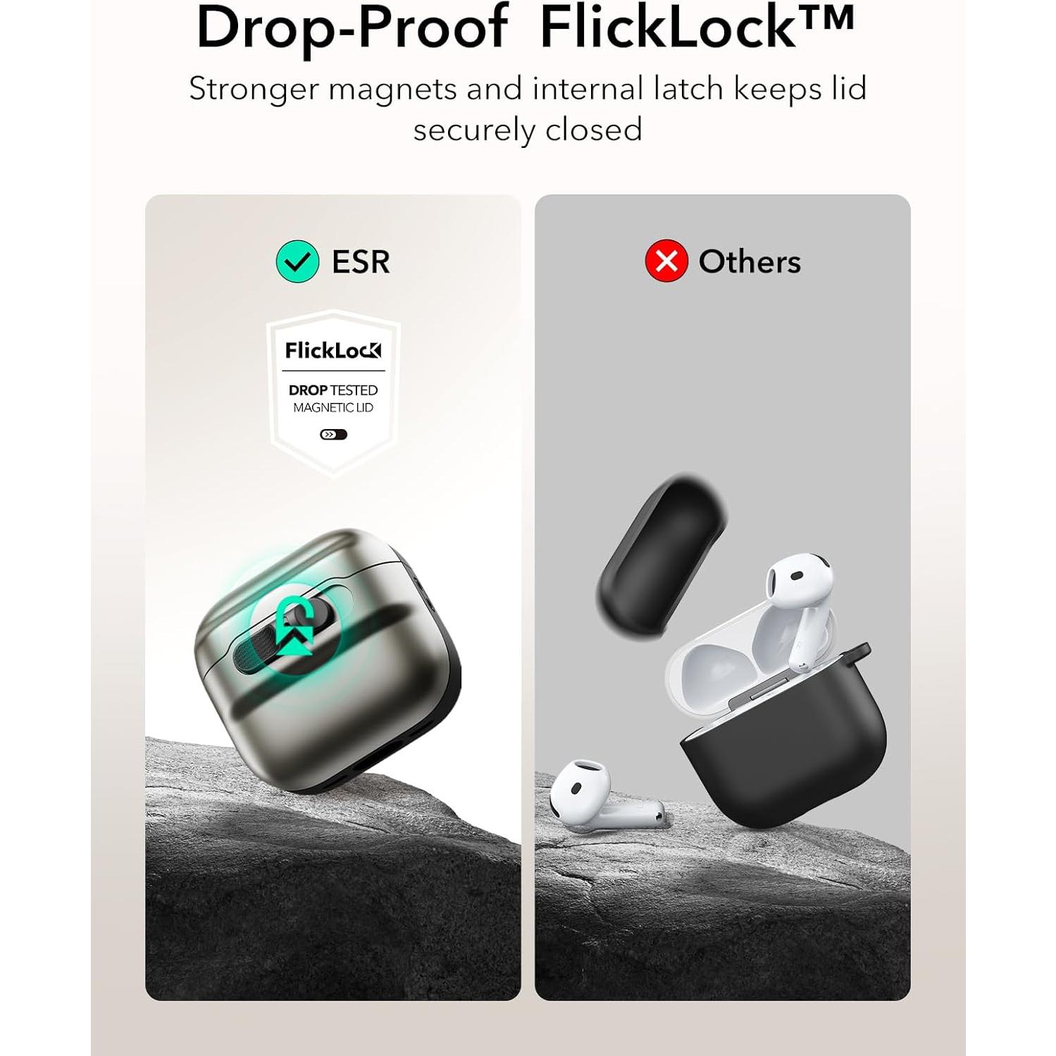 Funda Titanio ESR para AirPods 4 Generación 2024 USB-C MagSafe