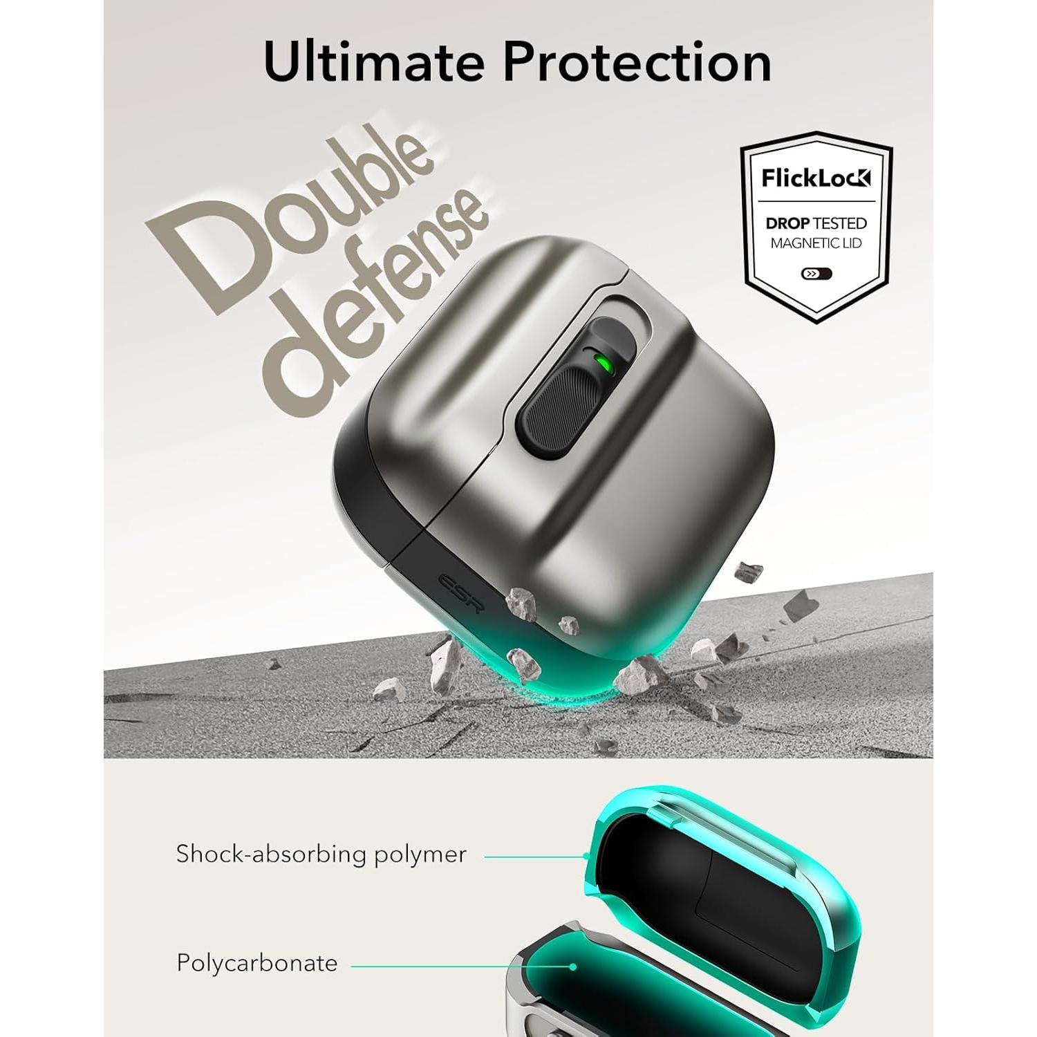 Funda Titanio ESR para AirPods 4 Generación 2024 USB-C MagSafe