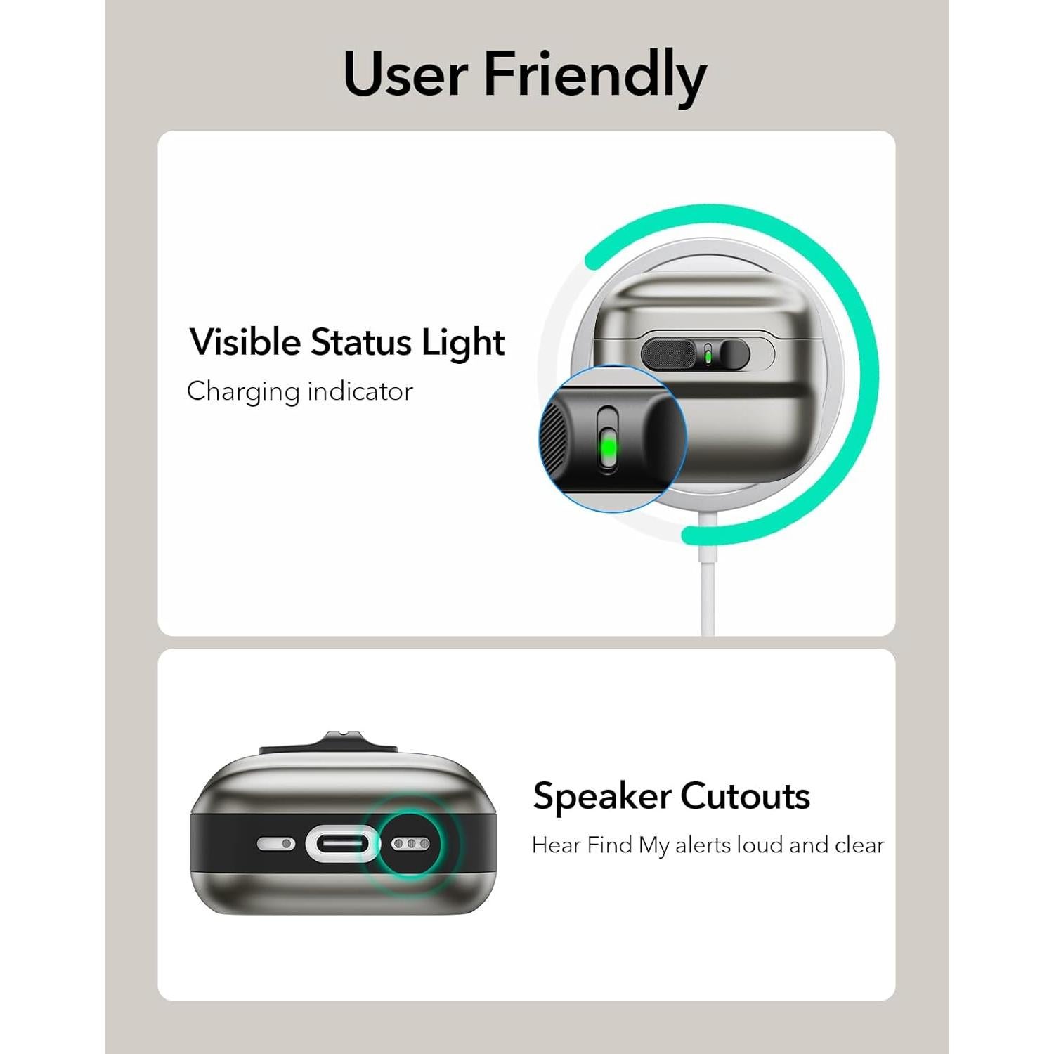 Funda Titanio ESR para AirPods 4 Generación 2024 USB-C MagSafe