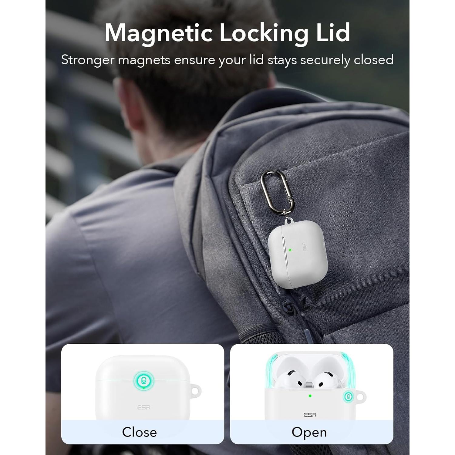 Funda ESR para AirPods 4 (2024) USB-C Blanca con Tapa Magnética