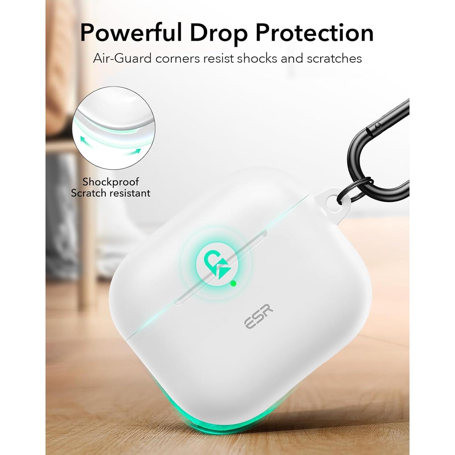 Funda ESR para AirPods 4 (2024) USB-C Blanca con Tapa Magnética