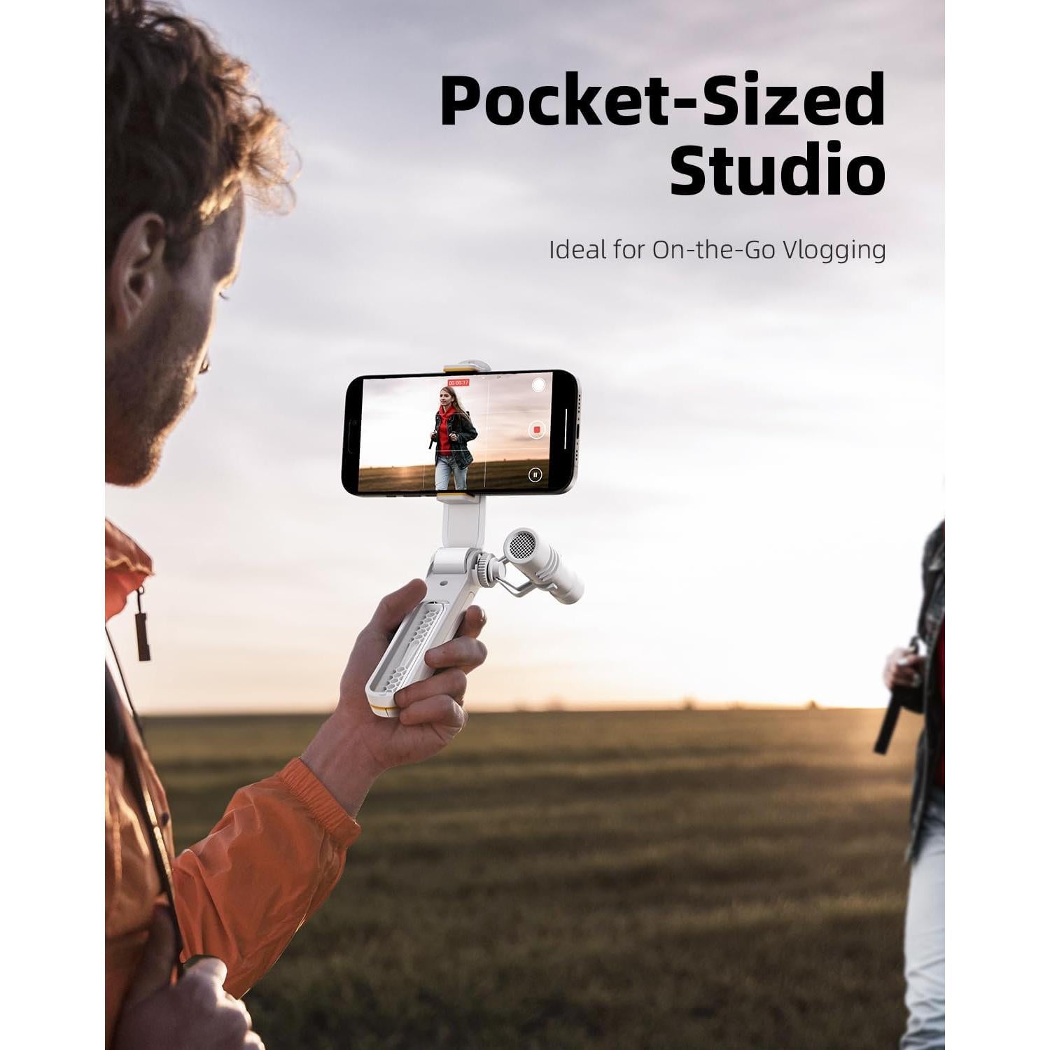 TODI Phone Tripod, Foldable Mini Desk Stand with 360° Phone Holder & Cold Shoe (Beige White)