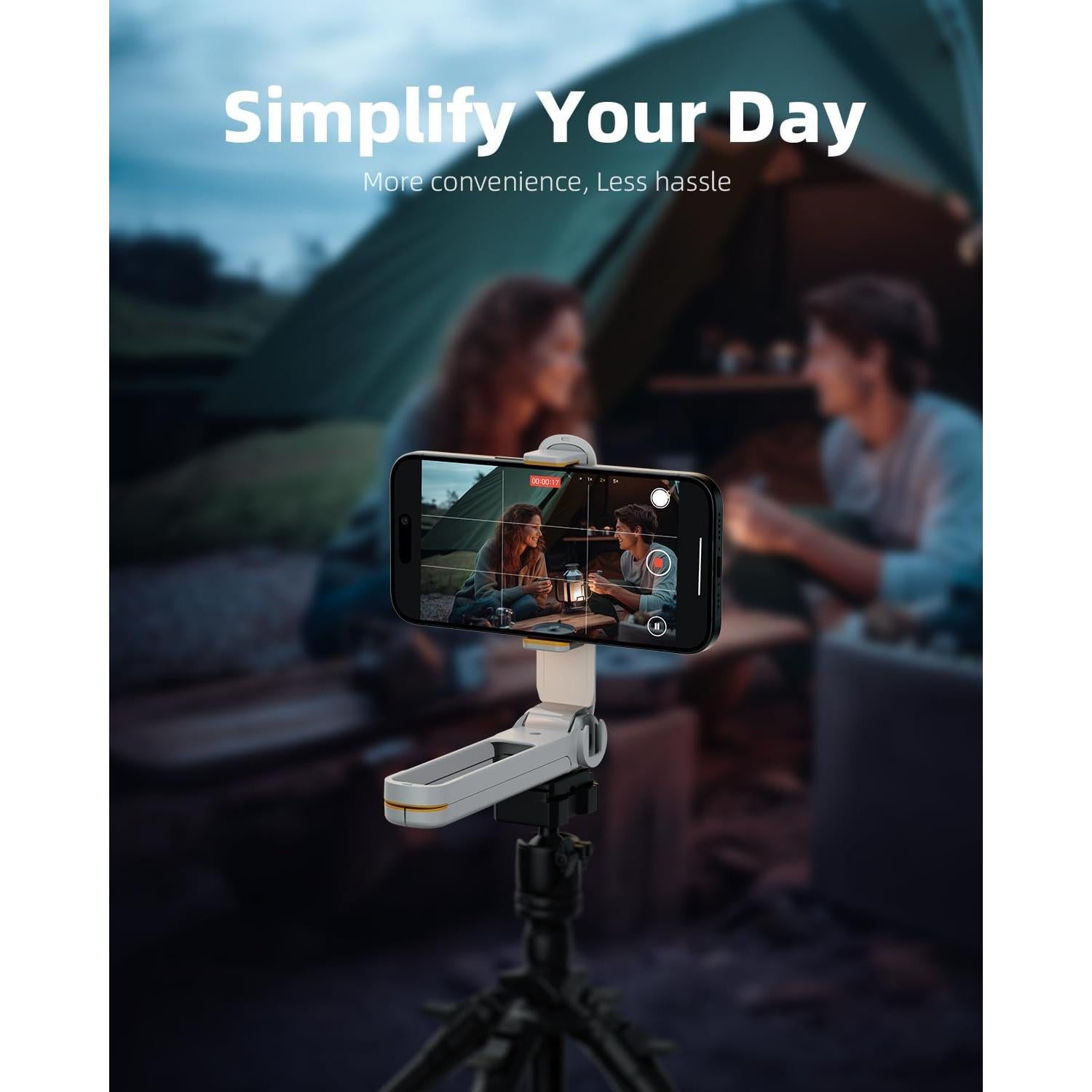 TODI Phone Tripod, Foldable Mini Desk Stand with 360° Phone Holder & Cold Shoe (Beige White)