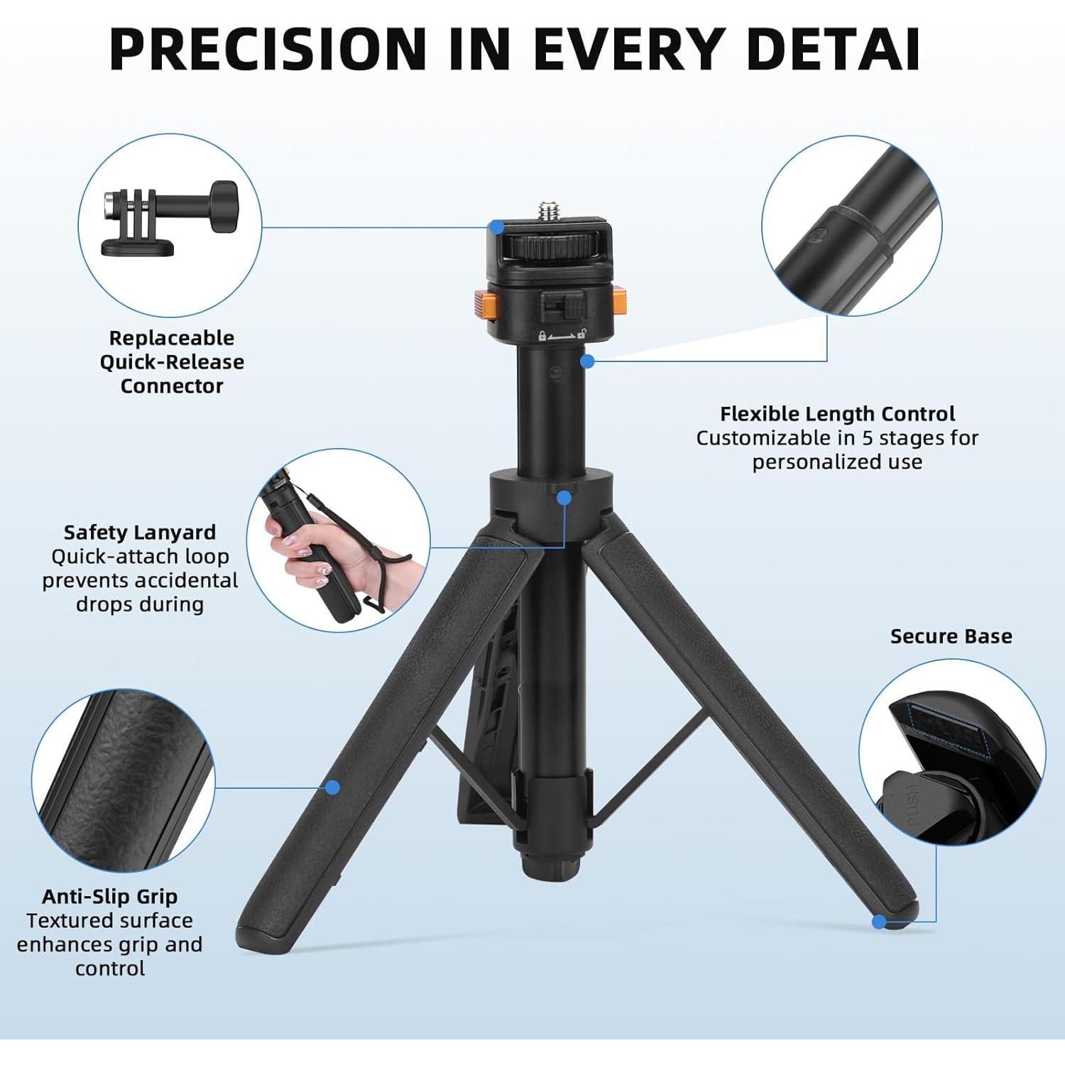 Trípode Mini Extensible BRDRC para Cámara de Acción DJI Pocket 3