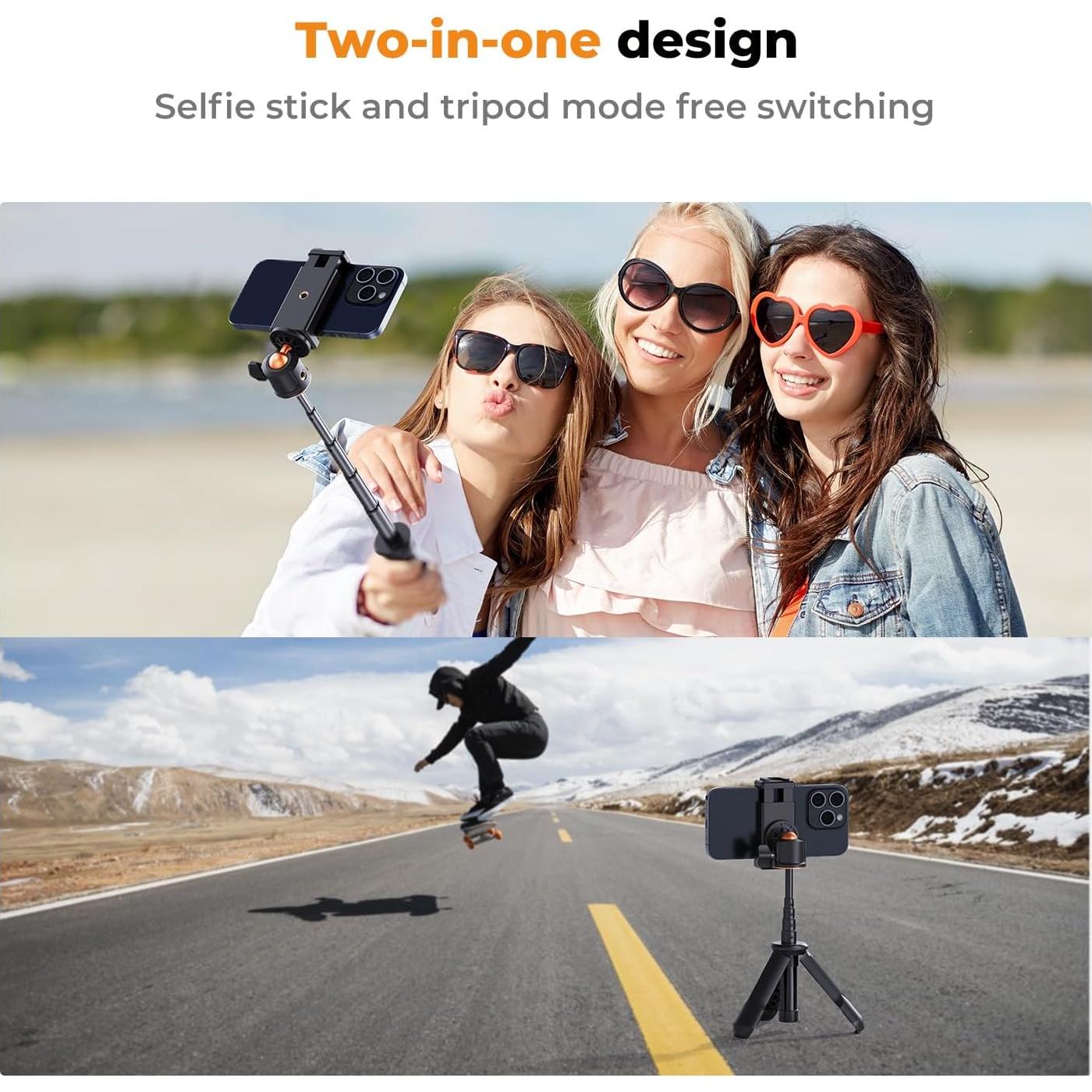 K&F Concept Trípode Mini Selfie Negro 2kg 34cm Ajustable