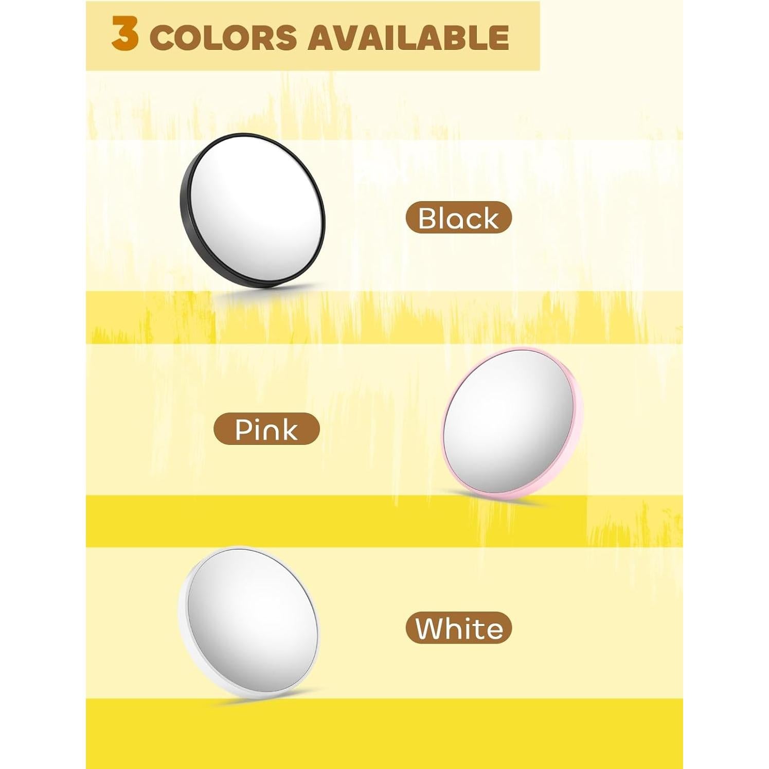 20X&30X&40X Magnifying Mirror Suction Cup, 3.5 in Small Magnified Mirror with Tweezers, Pink, Set of 3