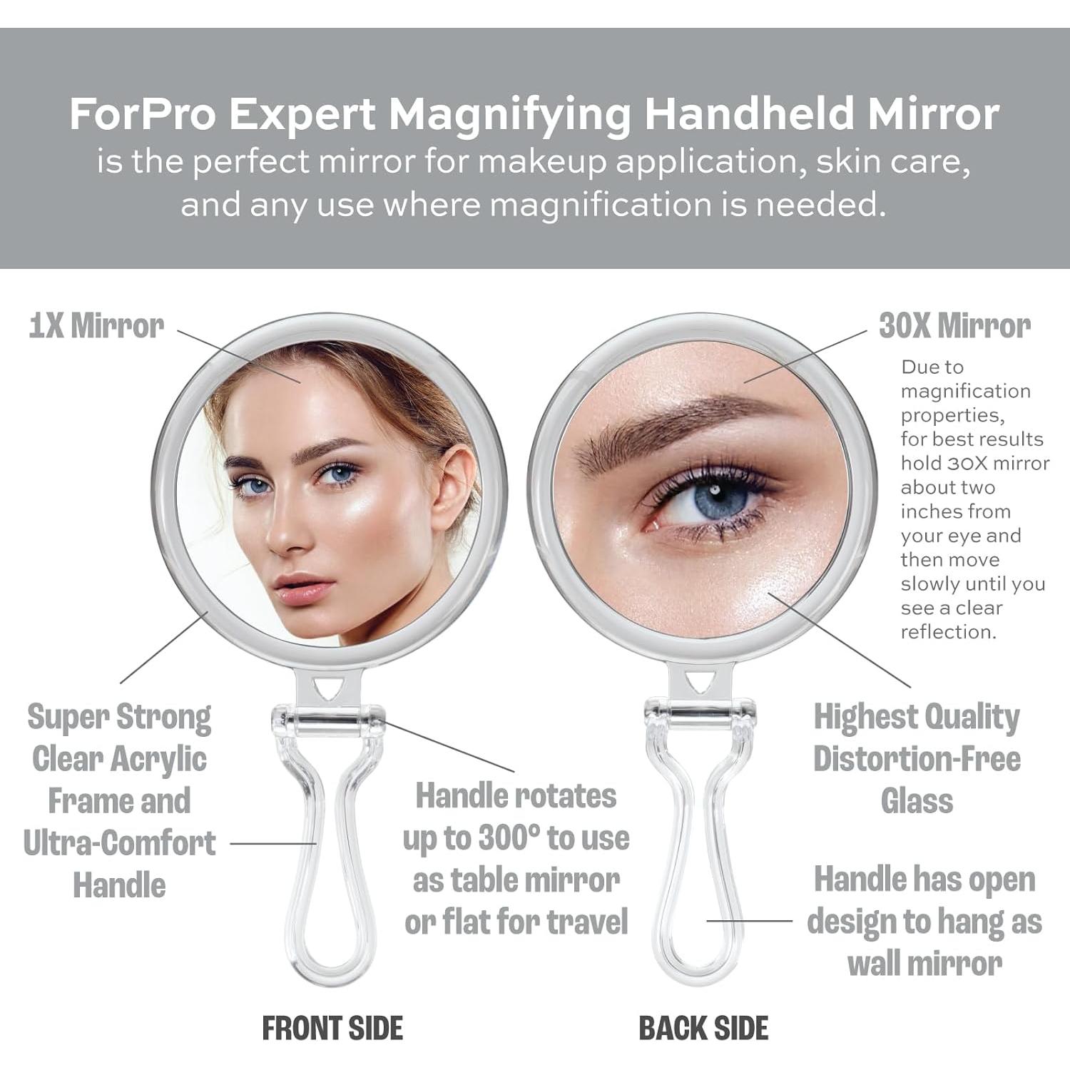 Espejo de Mano Aumentador ForPro 30X Doble Cara Plegable