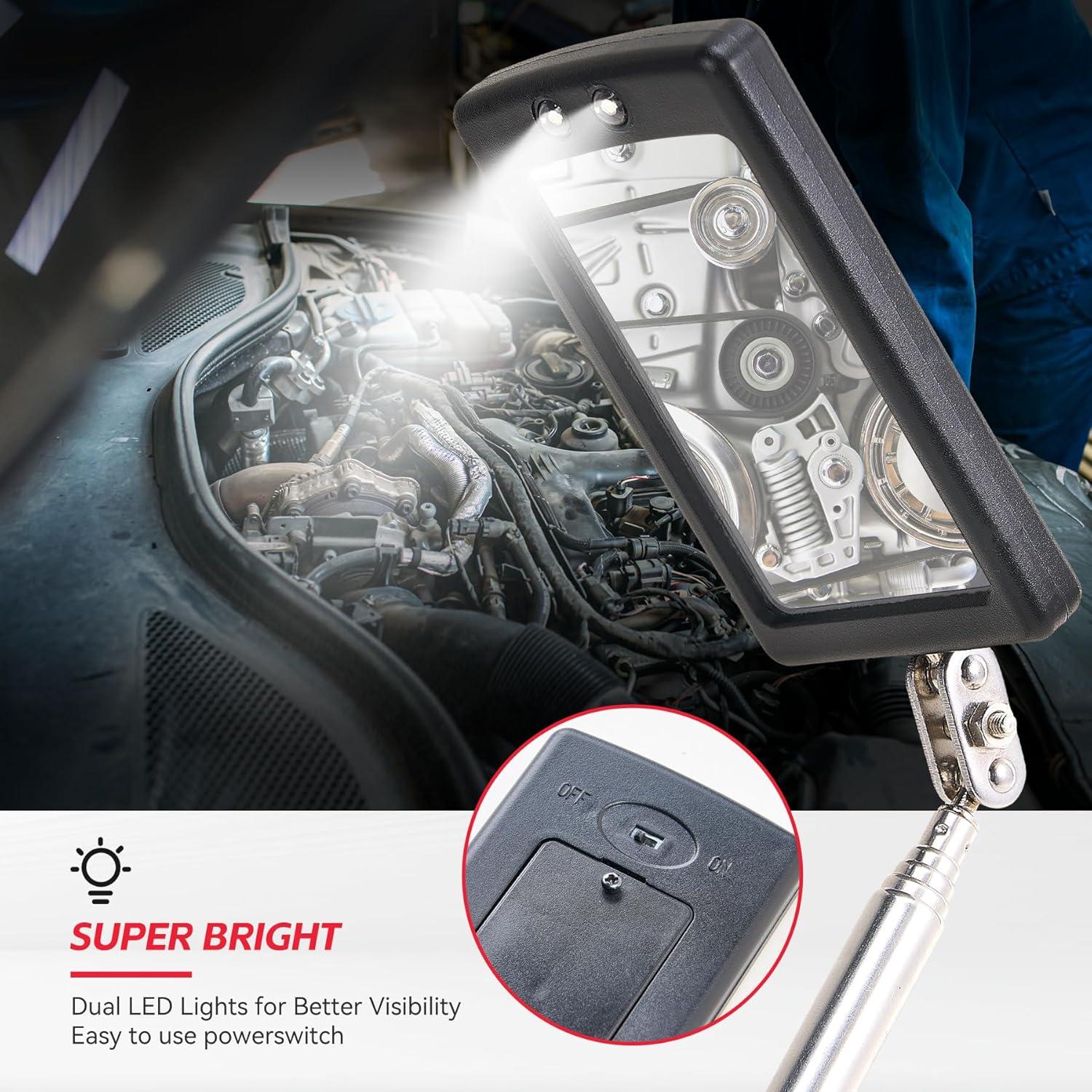 Espejo de Inspección Telescópico LED KOOPOOL 86 cm con Luz