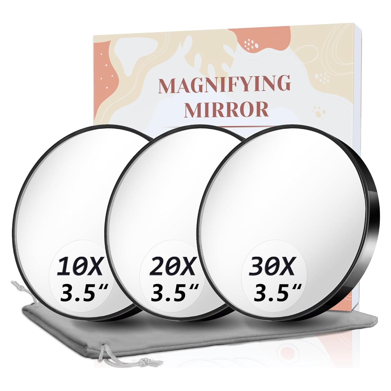Juego de Espejos de Aumento FAHZON 10X 20X 30X Compacto Negro