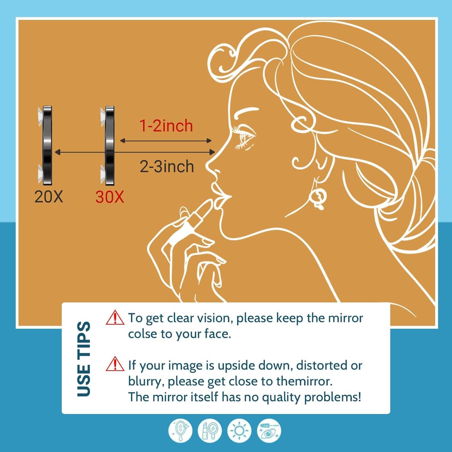 Kit Espejo Aumento 30X TsMADDTs con Pinzas y Ventosas
