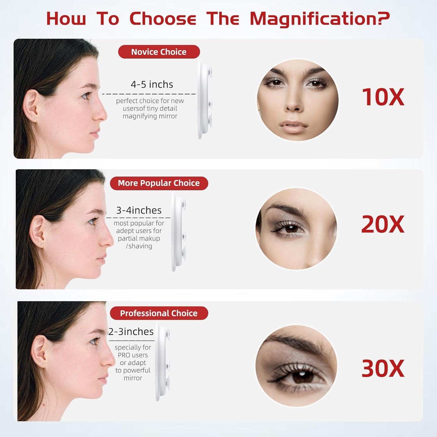 Espejo de Aumento 30X Jadazror 15.24 cm con Ventosas