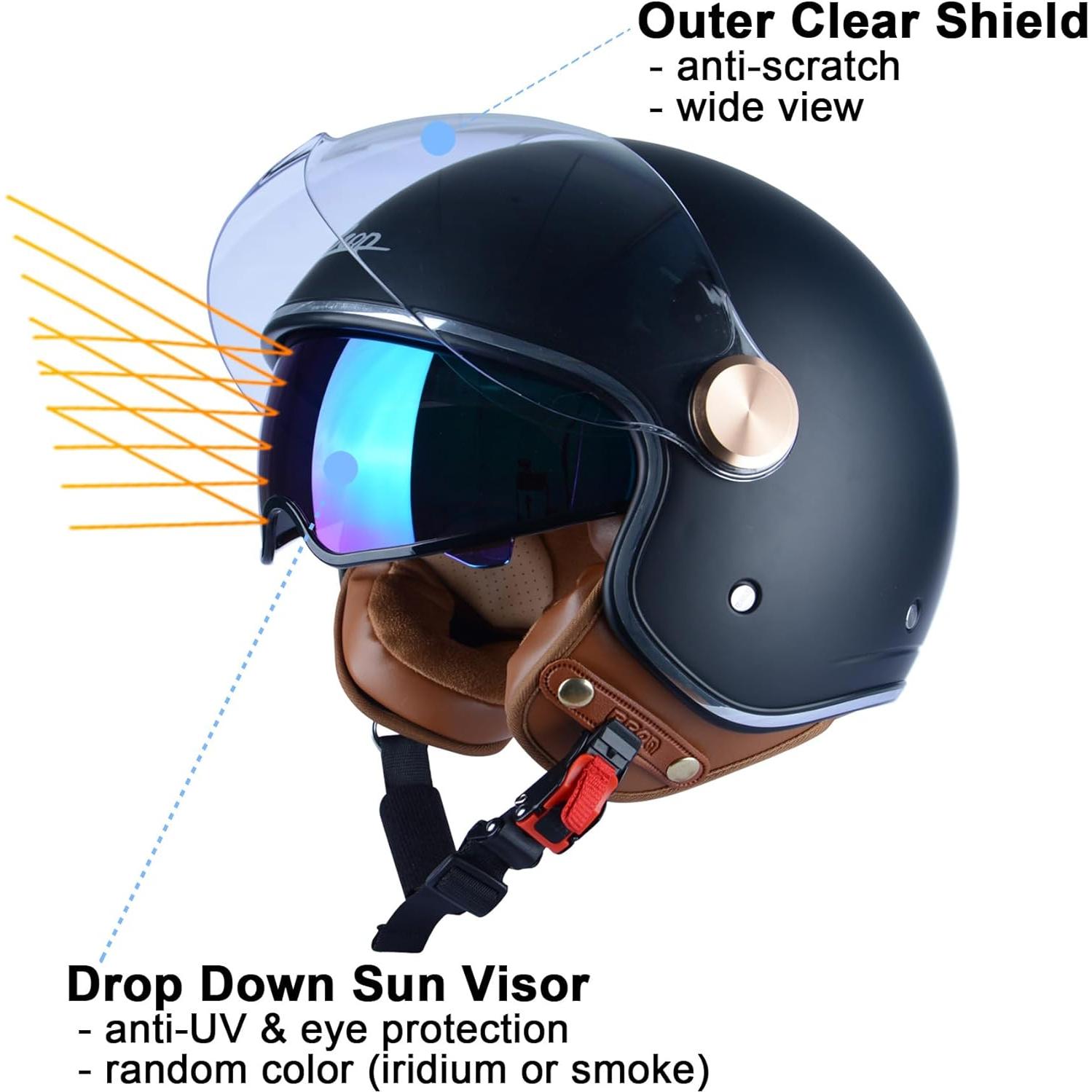 Casco de Moto Abierto BEON B-120 Doble Visera Unisex