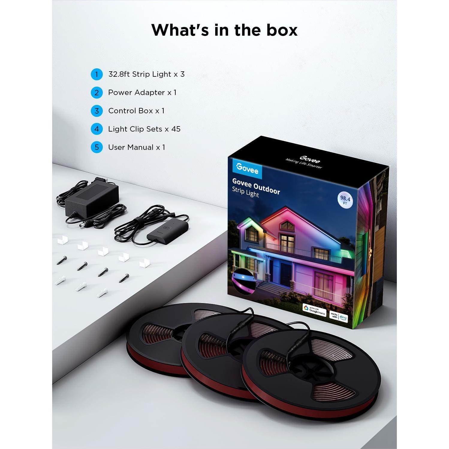 Luces LED de tira exterior Govee 30m RGBIC impermeables