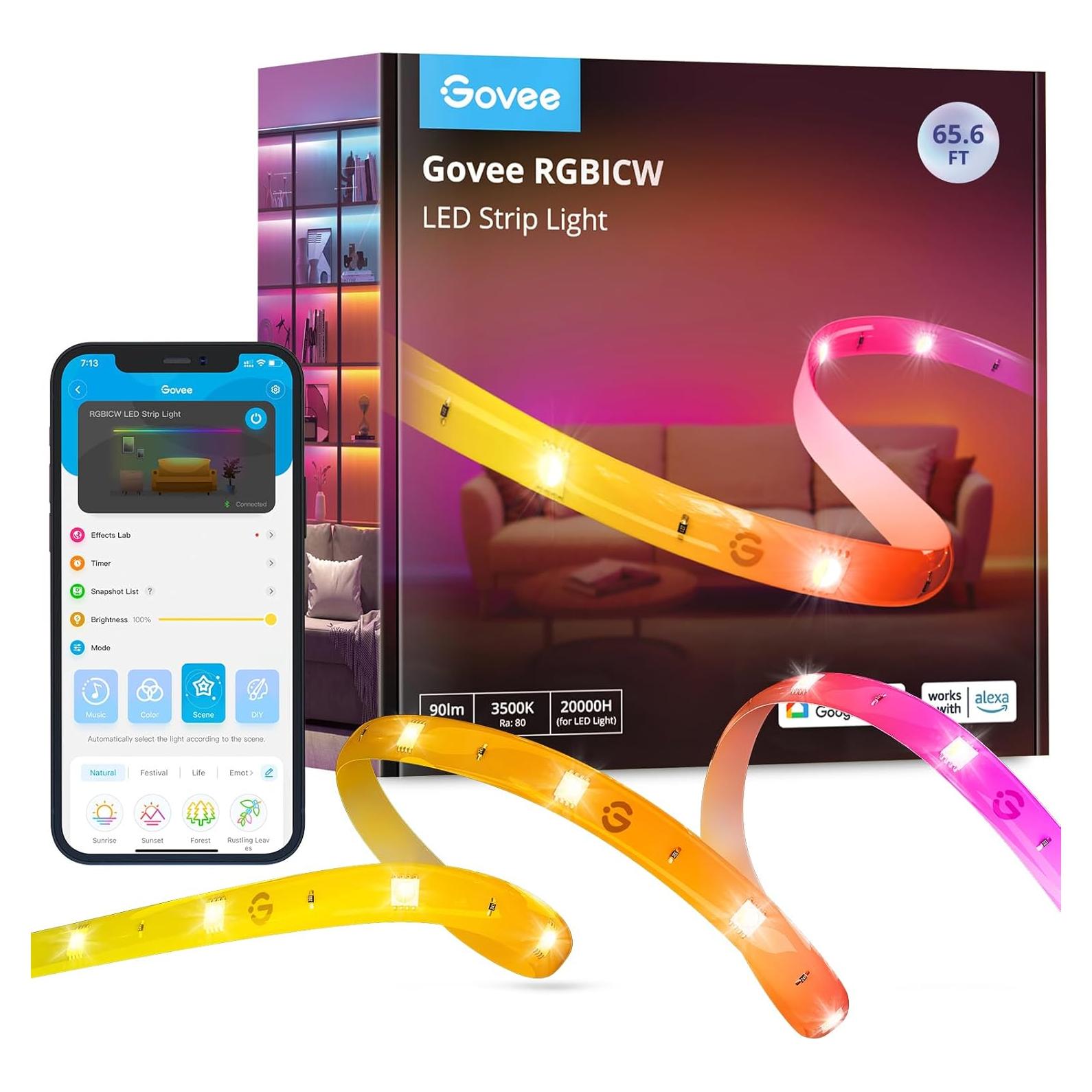 Govee Tira LED RGBIC 20m con Blanco Cálido y Control App