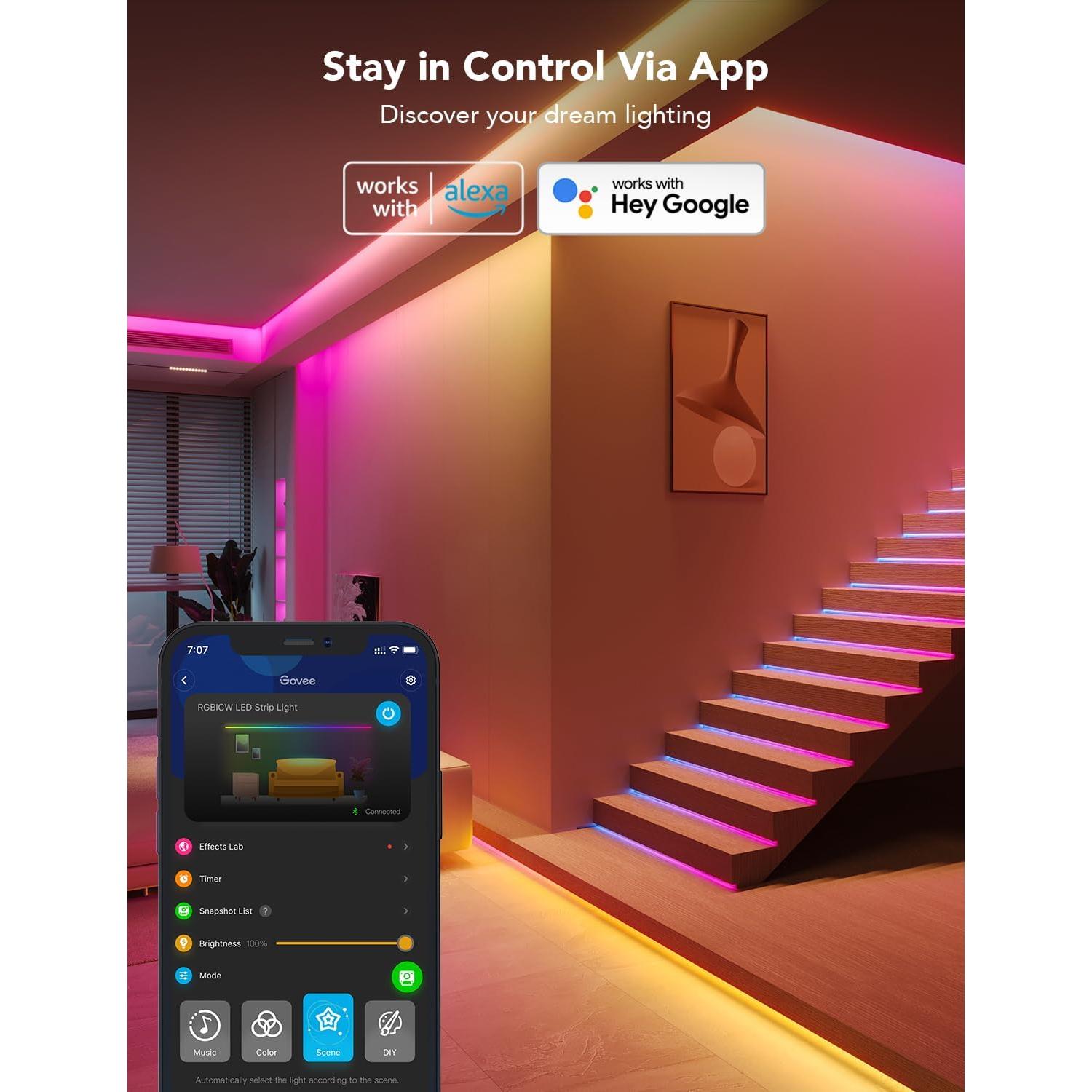 Govee Tira LED RGBIC 20m con Blanco Cálido y Control App