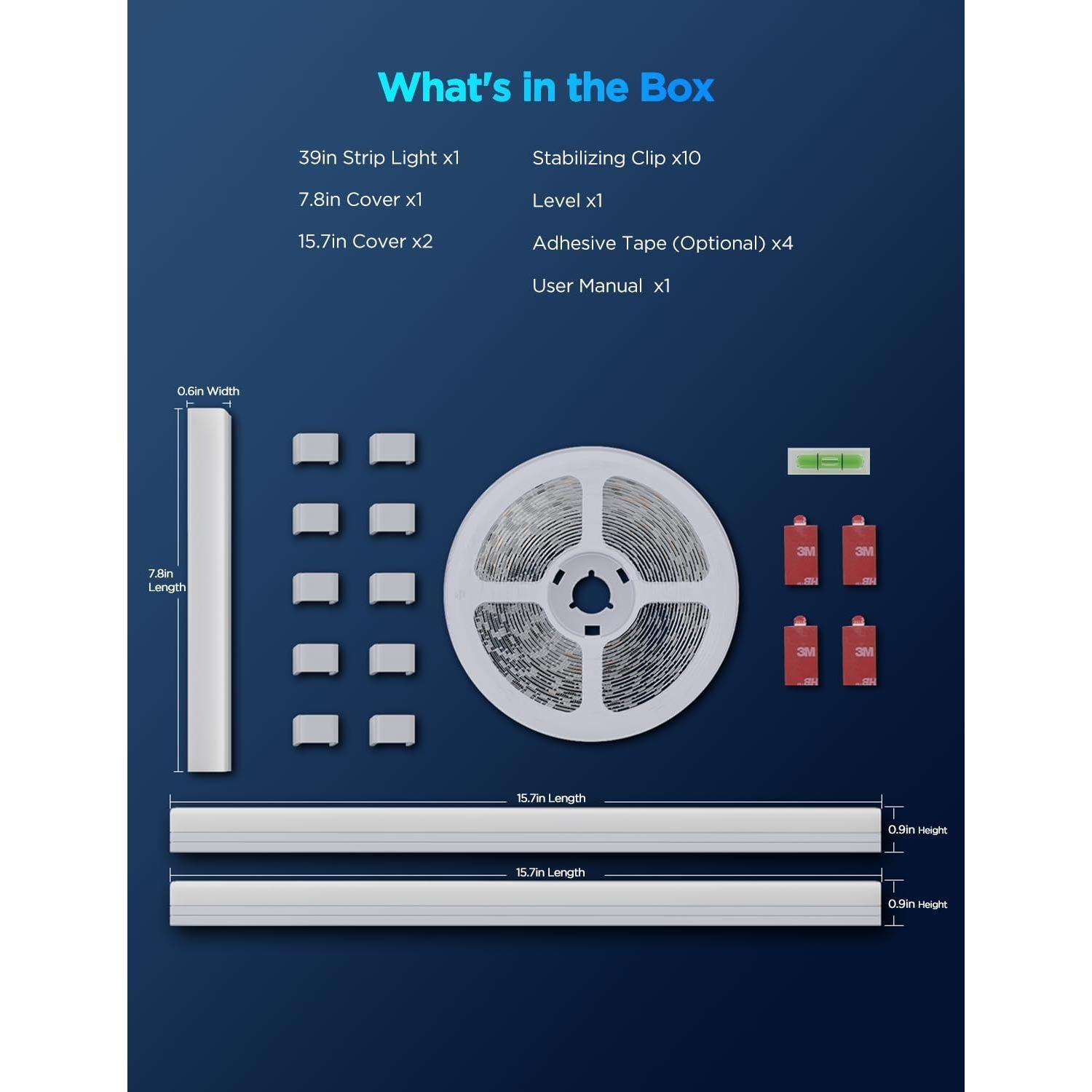 Tira LED Govee RGBIC 1m con canal difusor y control Wi-Fi