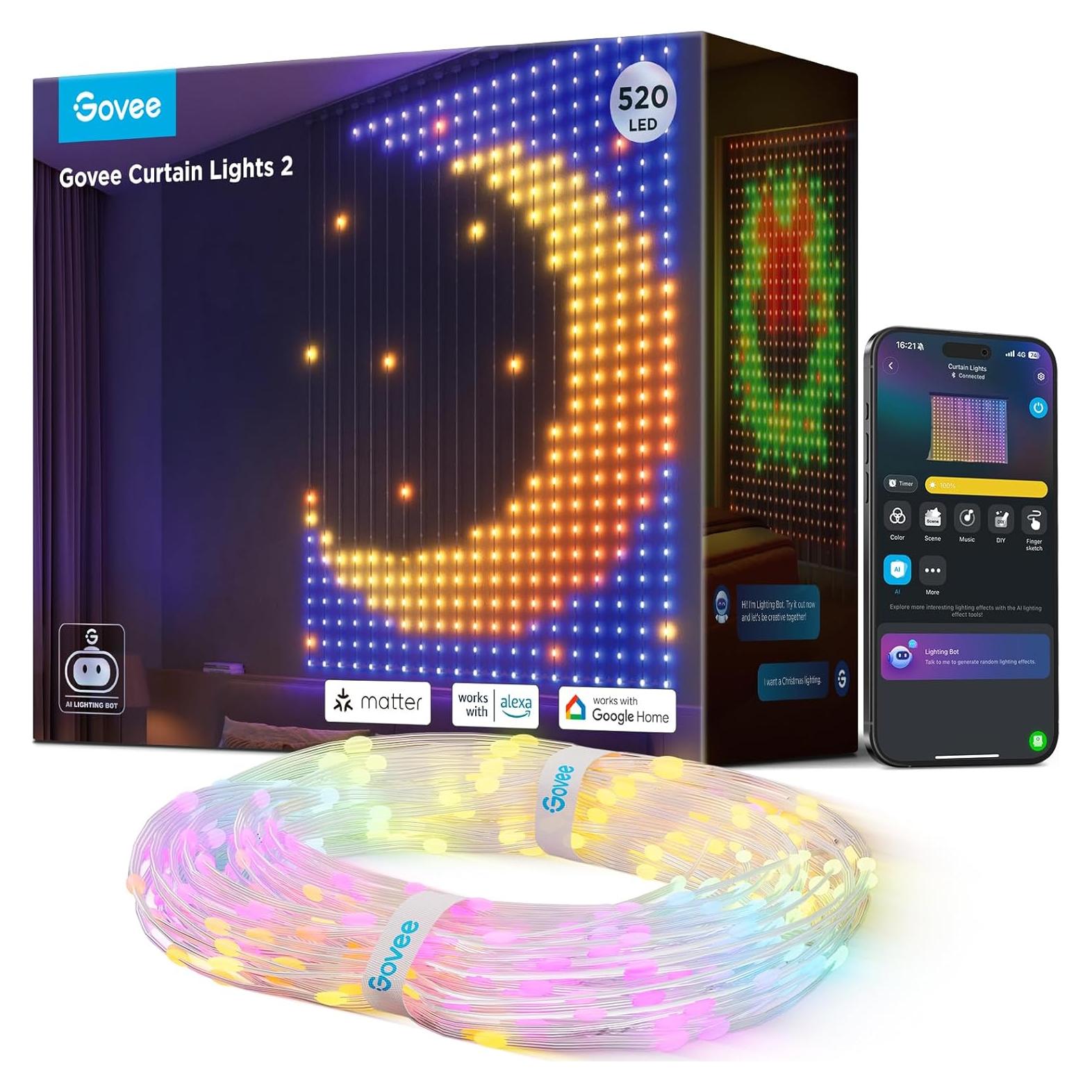 Luces de Cortina LED Govee H70B3 520 LEDs RGBIC 1.5x2m