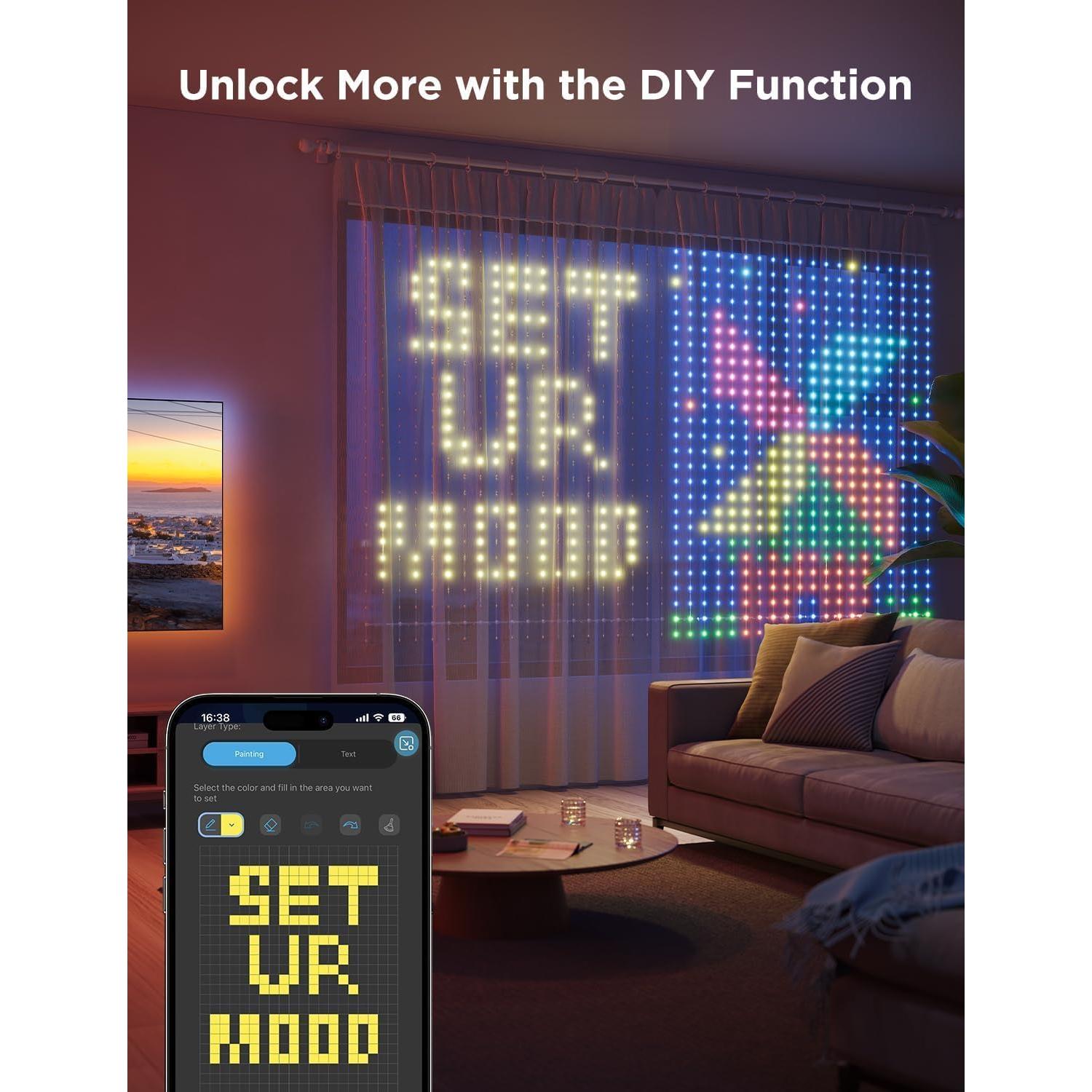 Luces de Cortina LED Govee H70B3 520 LEDs RGBIC 1.5x2m