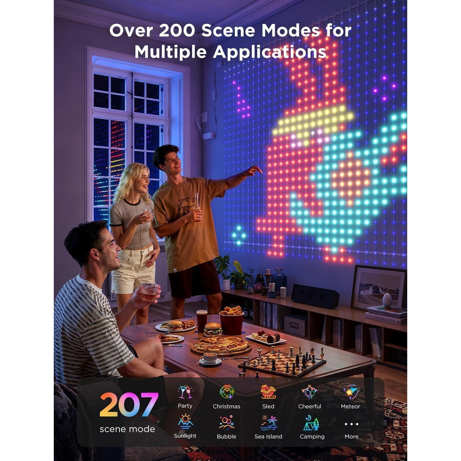 Luces de Cortina LED Govee H70B3 520 LEDs RGBIC 1.5x2m