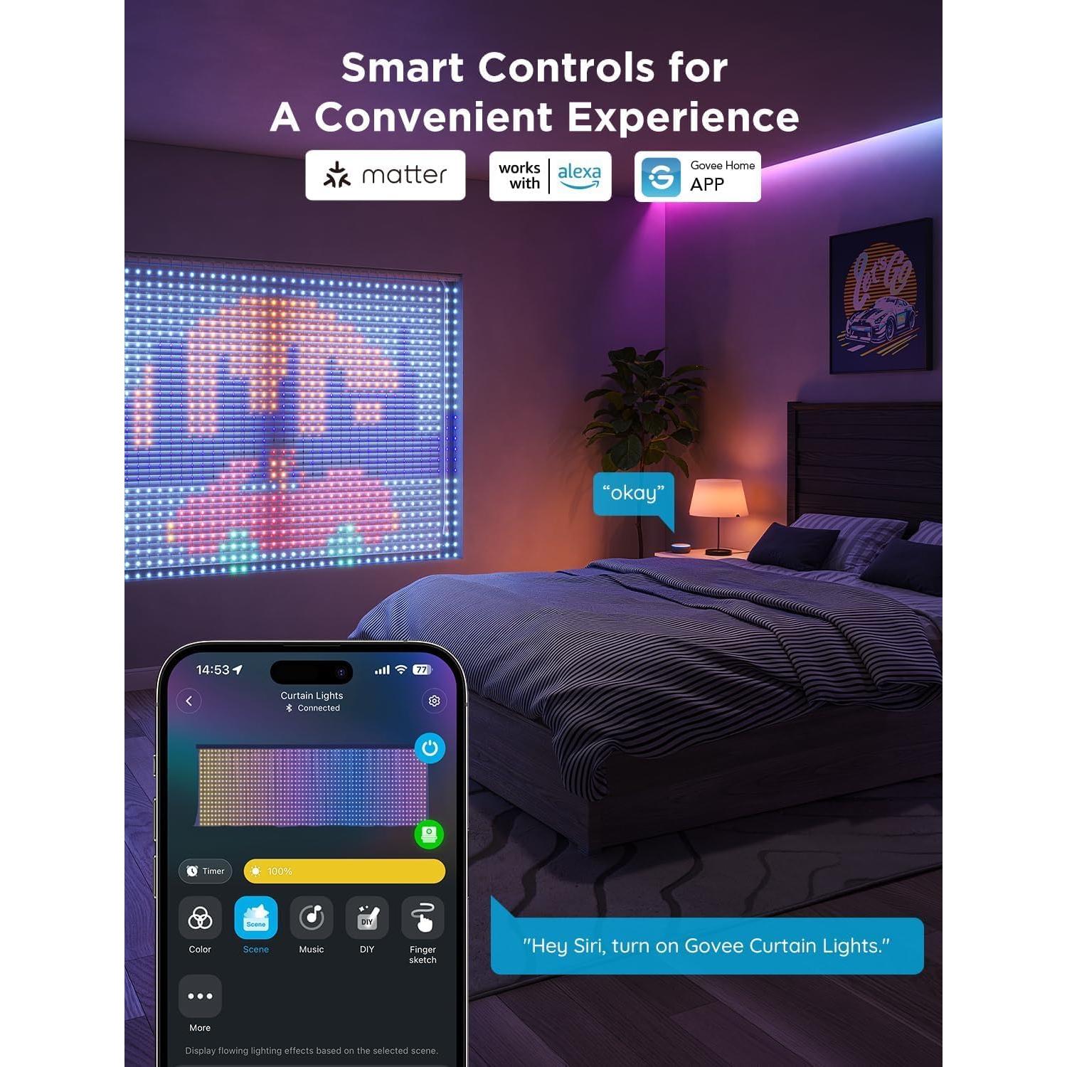 Luces de Cortina LED Govee H70B3 520 LEDs RGBIC 1.5x2m