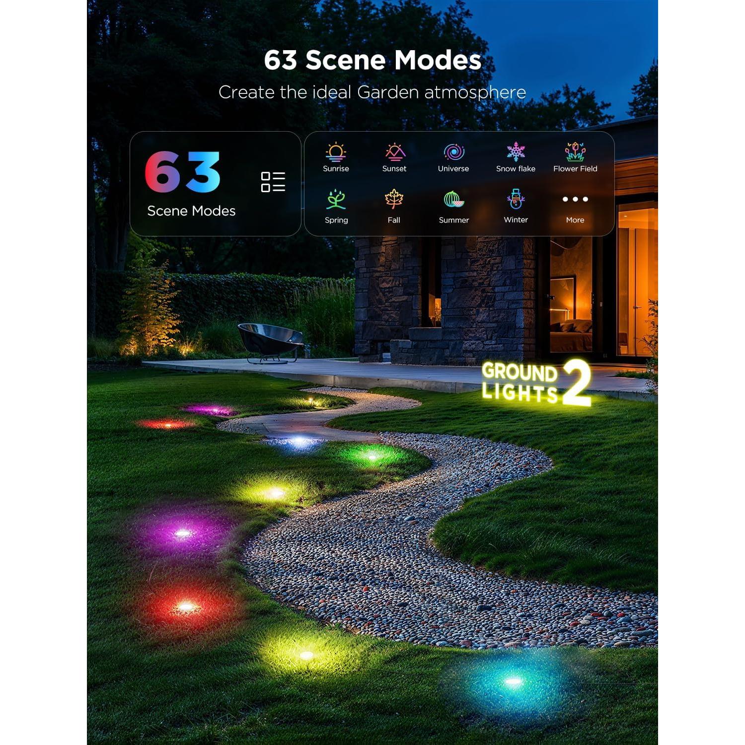 Luces de Suelo Exteriores Govee 15 Unidades 50 pies RGBIC IP67