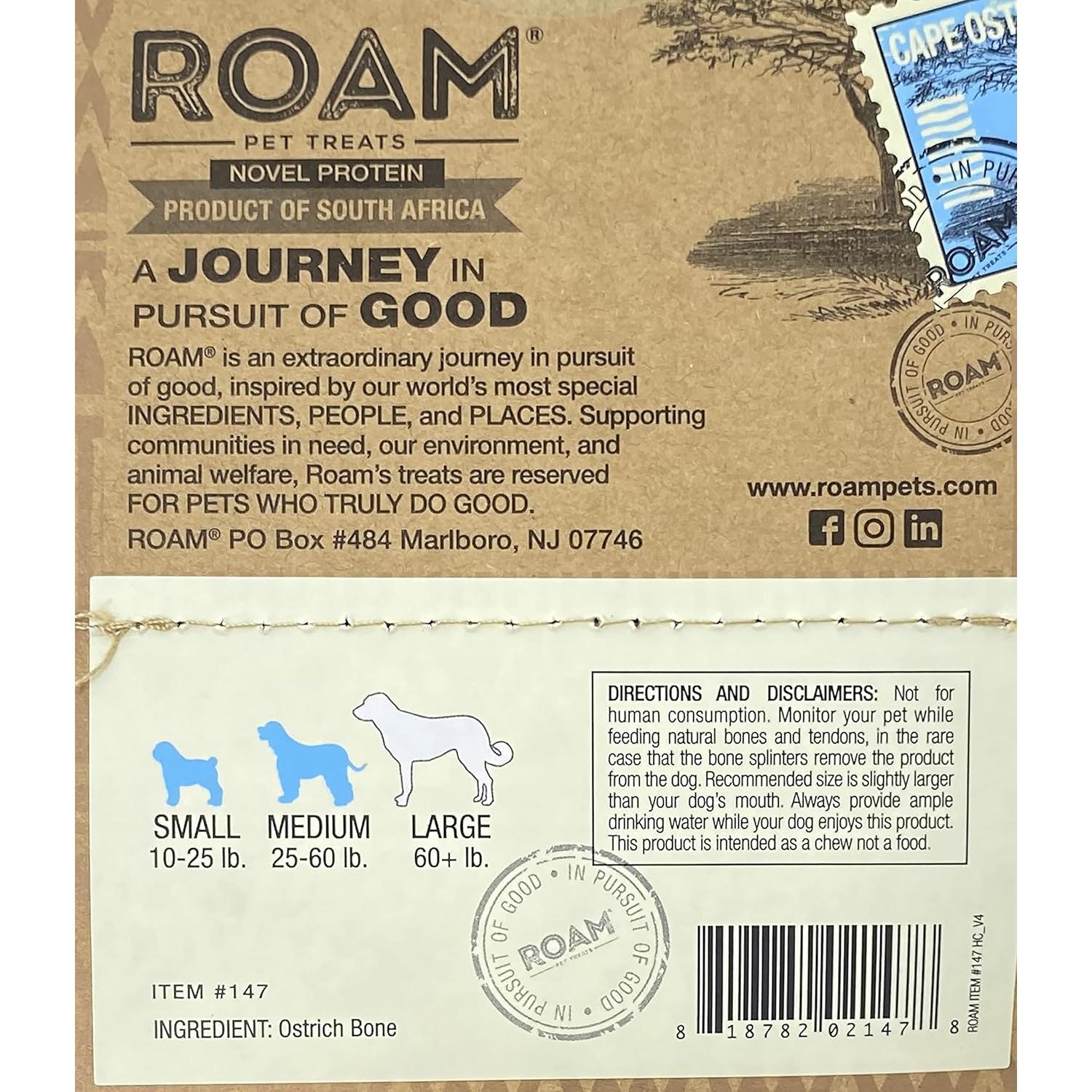 Golosinas para Perros ROAM Hueso de Avestruz 2 Unidades