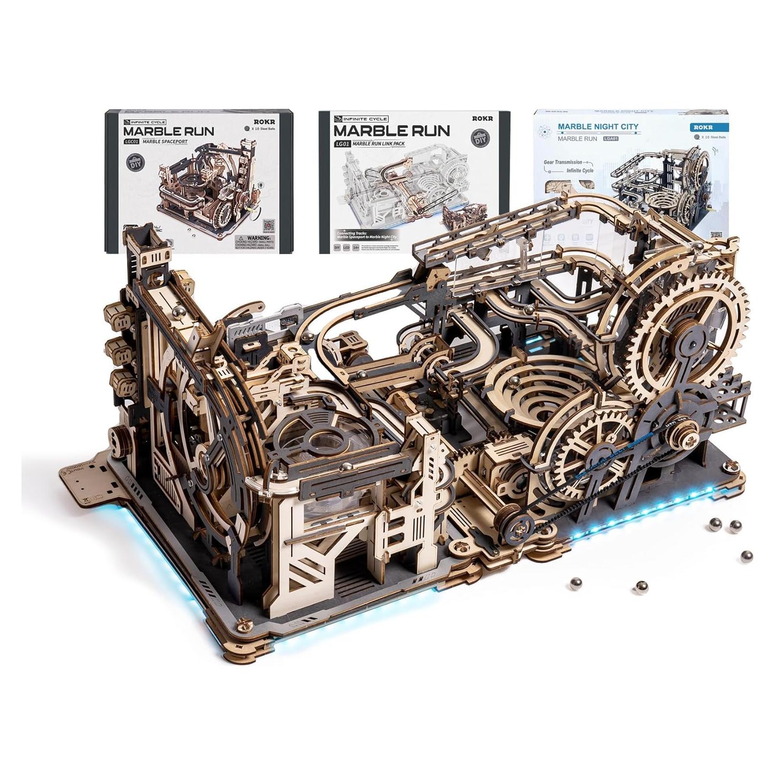 ROKR Carrera de Canicas 3 en 1 de Madera LGC01/LGA01