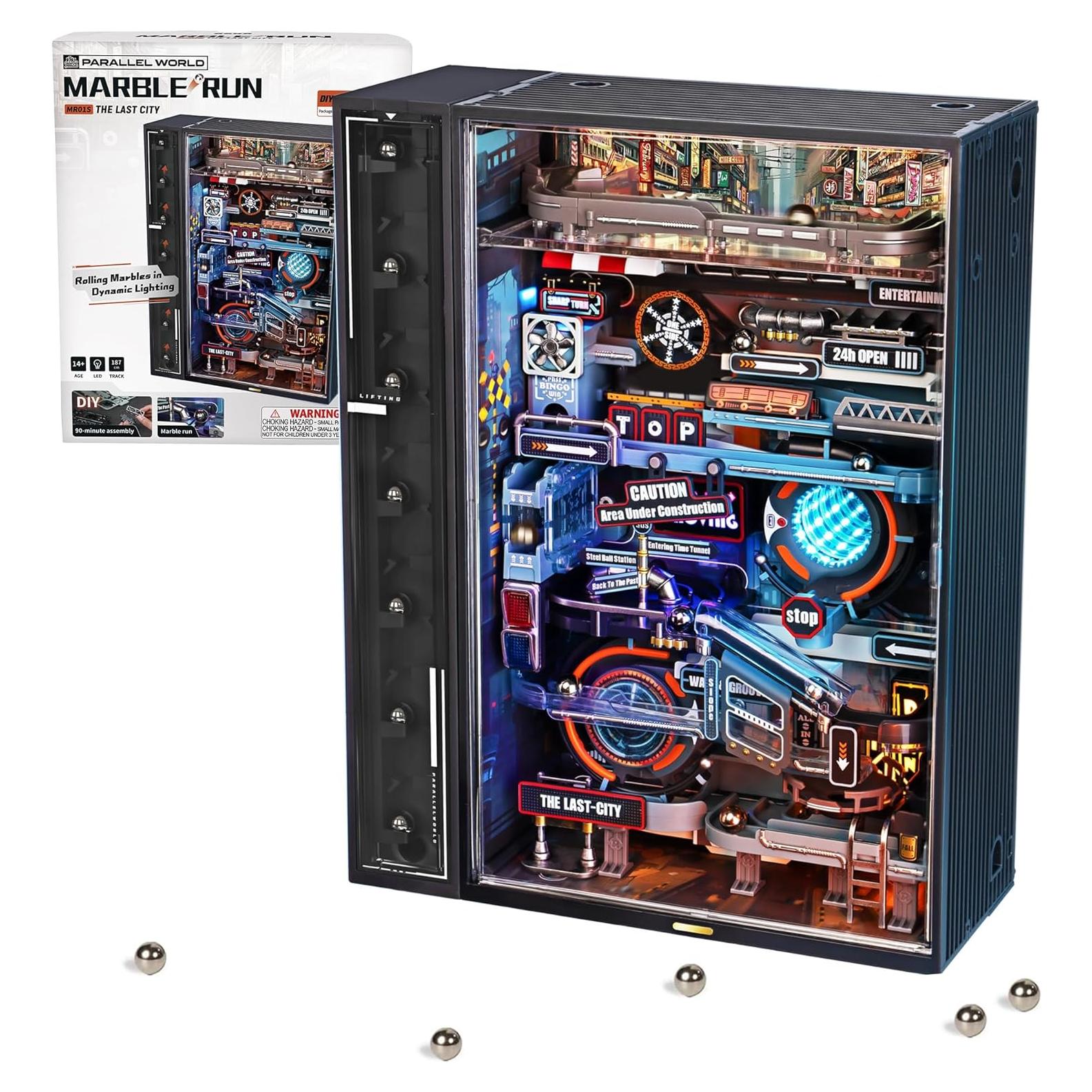 Kit de Puzzles 3D Carrera de Canicas Eléctrica Wowood 187 Piezas