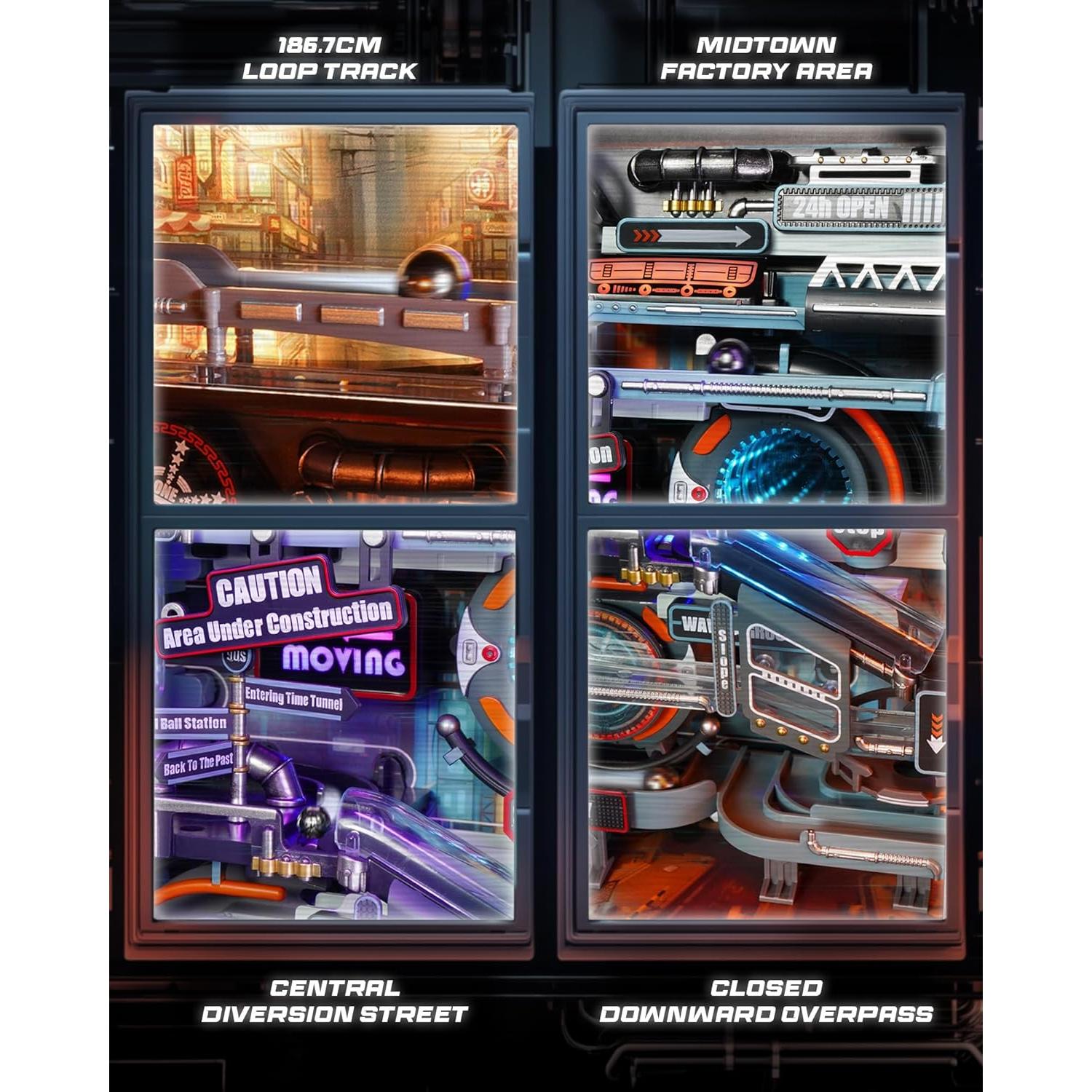 Kit de Puzzles 3D Carrera de Canicas Eléctrica Wowood 187 Piezas