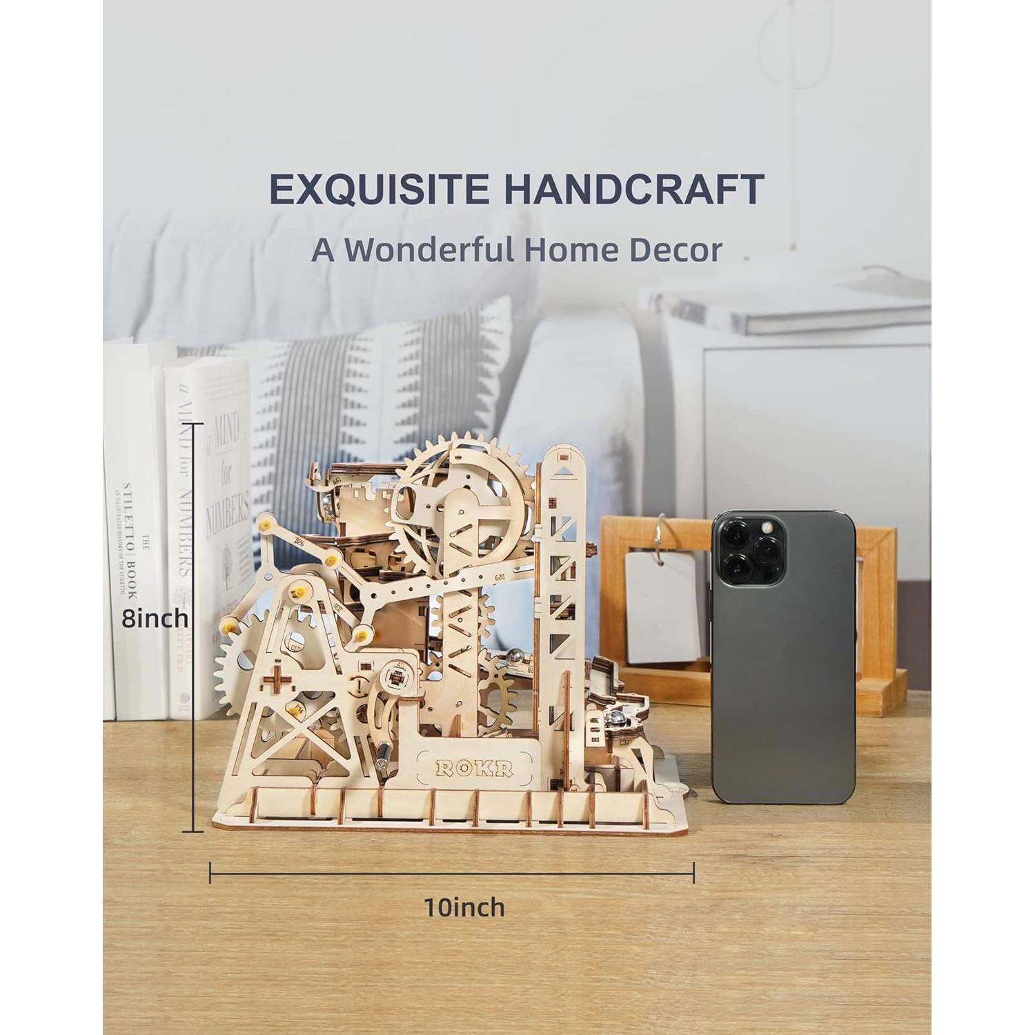 3D Wooden Puzzles for Adults-Marble Run Wood Model Building Kit-Tower Coaster