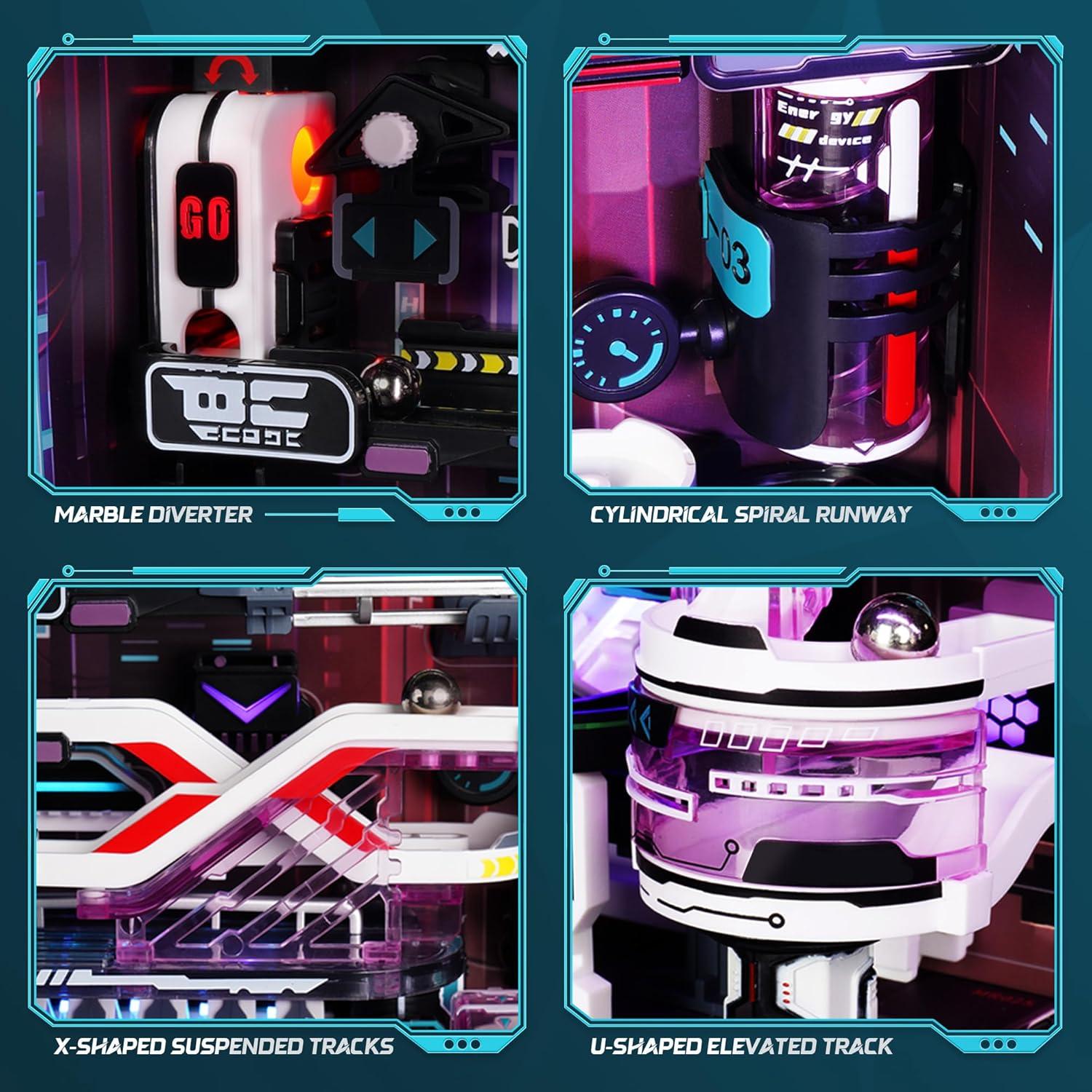 3D Plastic Puzzles for Adults, Bookshelf Kits Futuristic Marble Run Building Set, MR02S (The Future City), Crafts for Adults Hobby Kit Gift