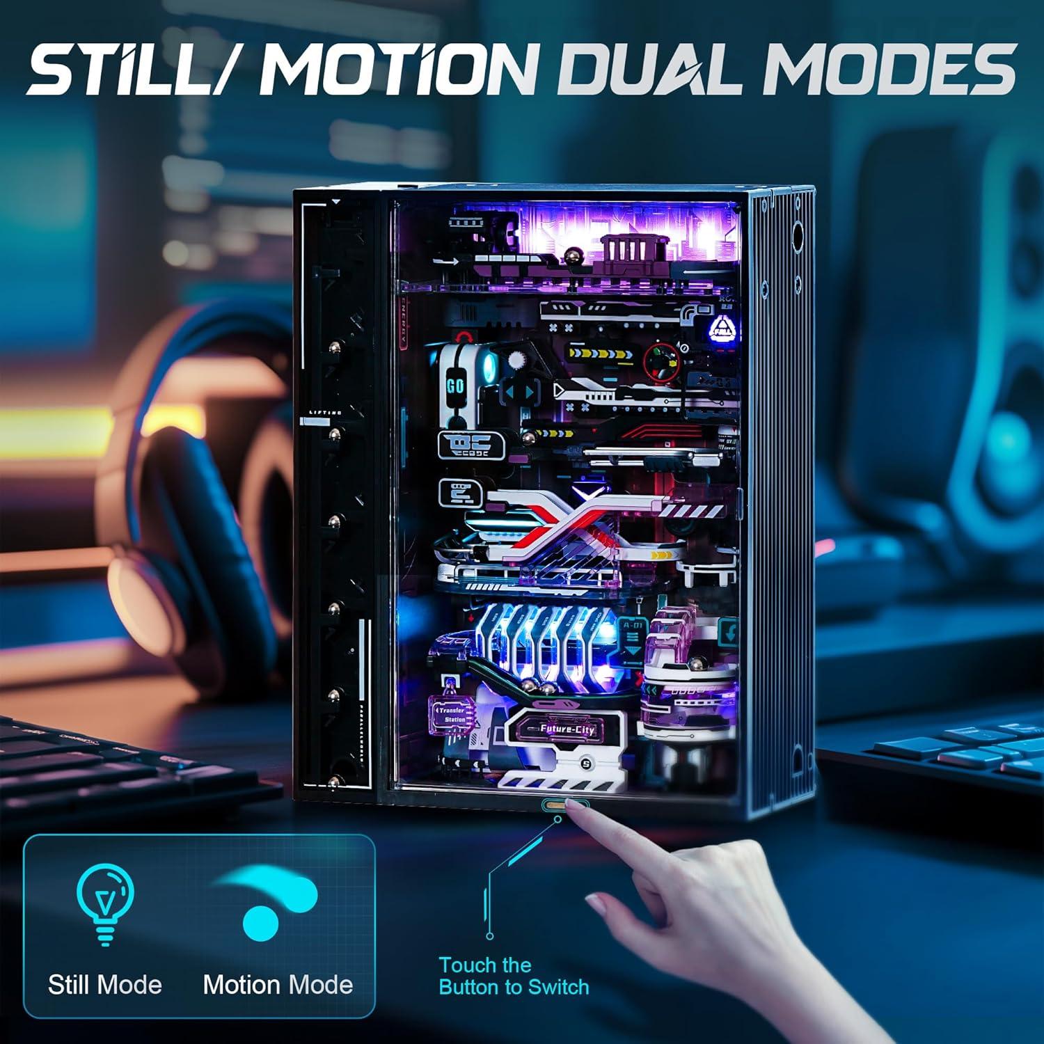 3D Plastic Puzzles for Adults, Bookshelf Kits Futuristic Marble Run Building Set, MR02S (The Future City), Crafts for Adults Hobby Kit Gift