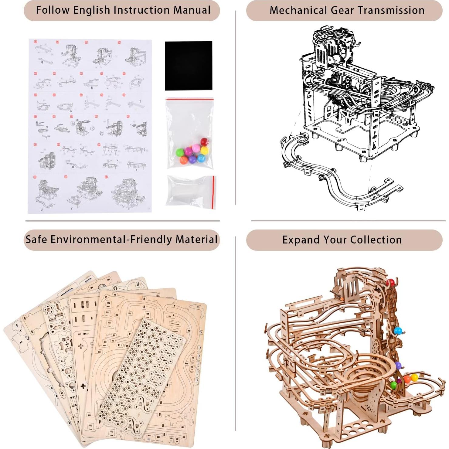 Kit de Rompecabezas Mecánico de Carrera de Canicas Varbertos
