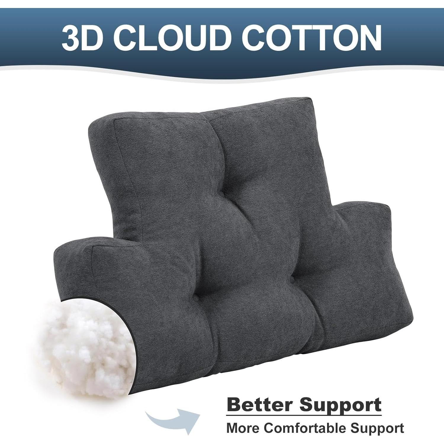 Almohada Lumbar TANYOO Gris Oscuro Soporte Espalda 59x39cm