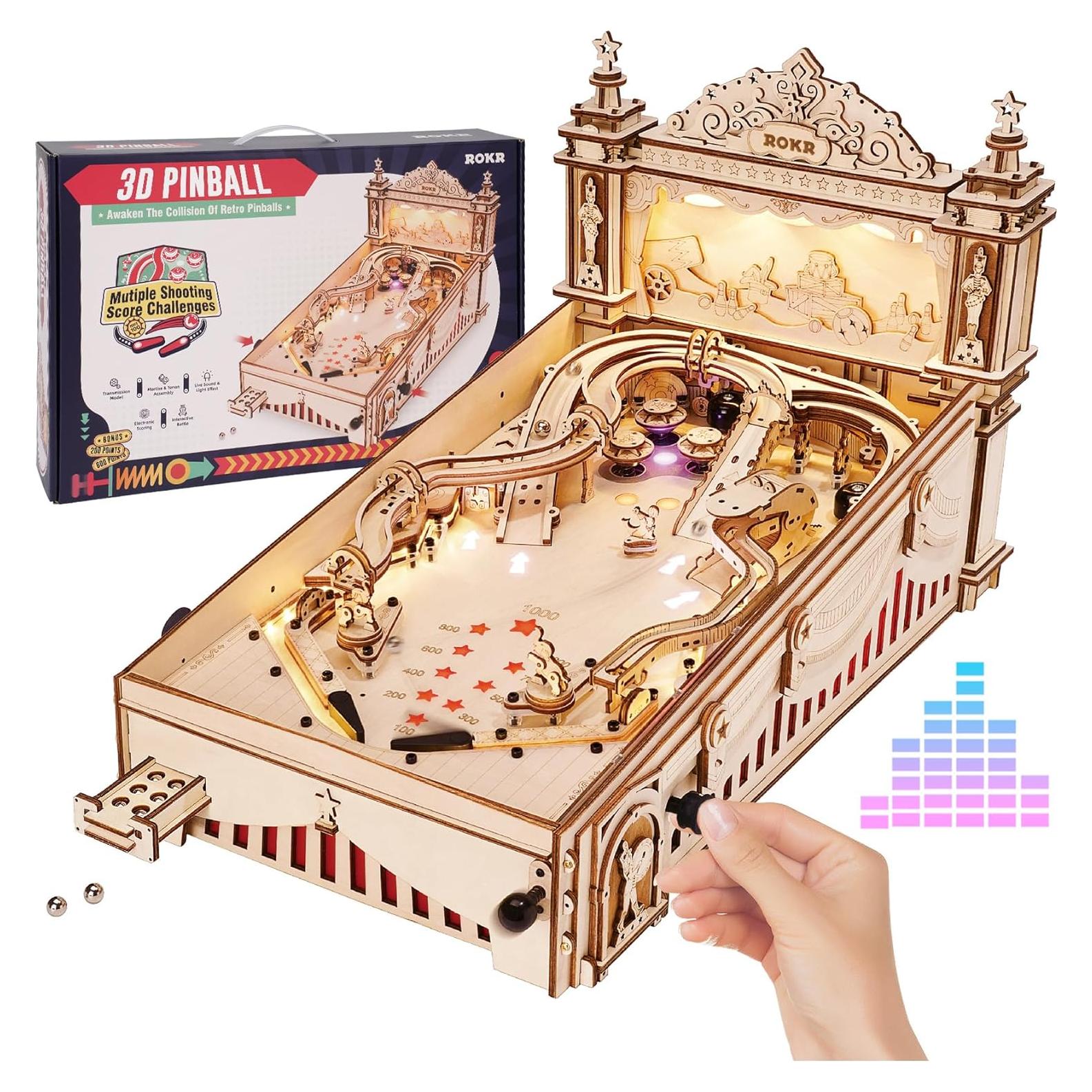 ROKR Rompecabezas de Madera 3D Máquina de Pinball EG01