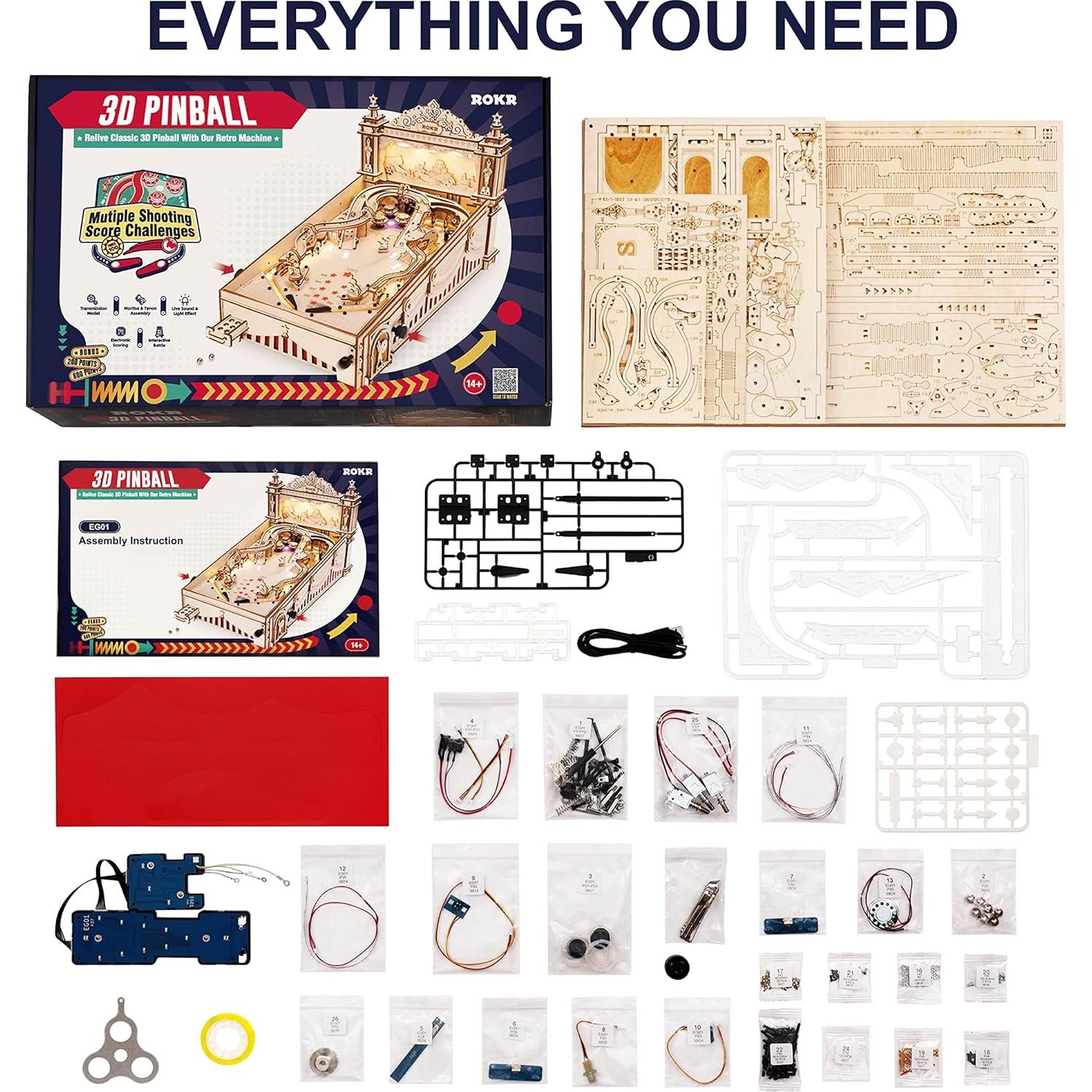 ROKR Rompecabezas de Madera 3D Máquina de Pinball EG01
