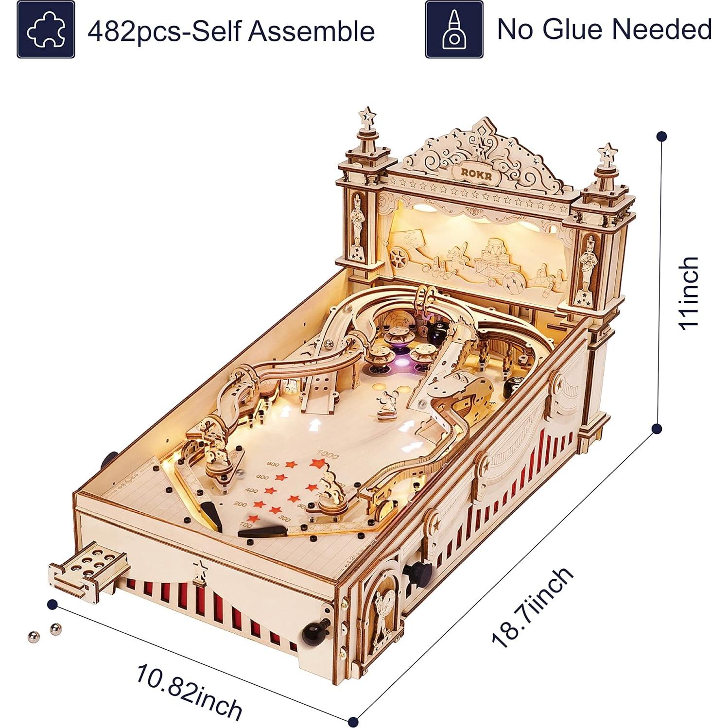 ROKR Rompecabezas de Madera 3D Máquina de Pinball EG01