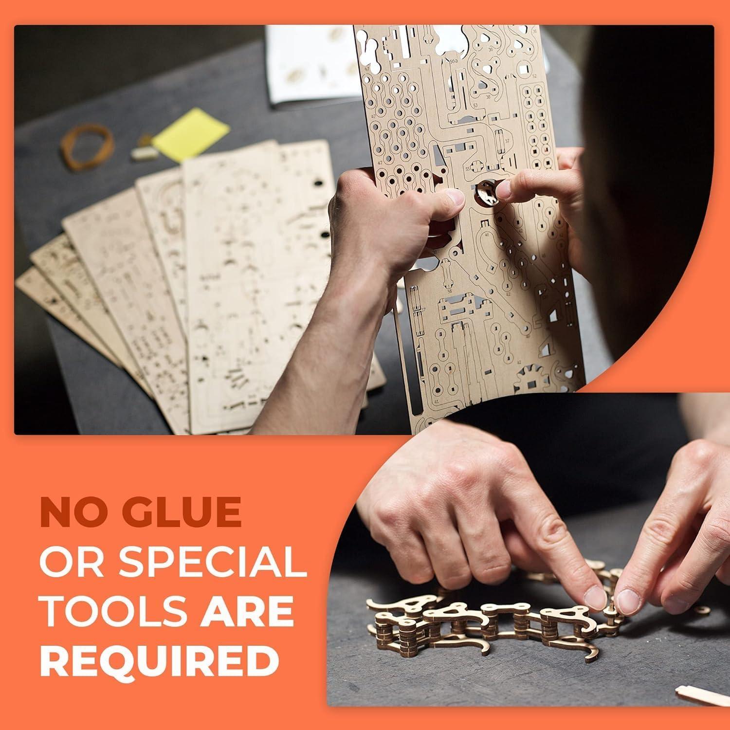 Wooden Marble Run Chain Hoist - Mechanical 3D Wooden Puzzle for Adults, DIY Model Kit for Adults, Unique Puzzle - 3D Puzzle Marble Game Gifts - 400 Pieces