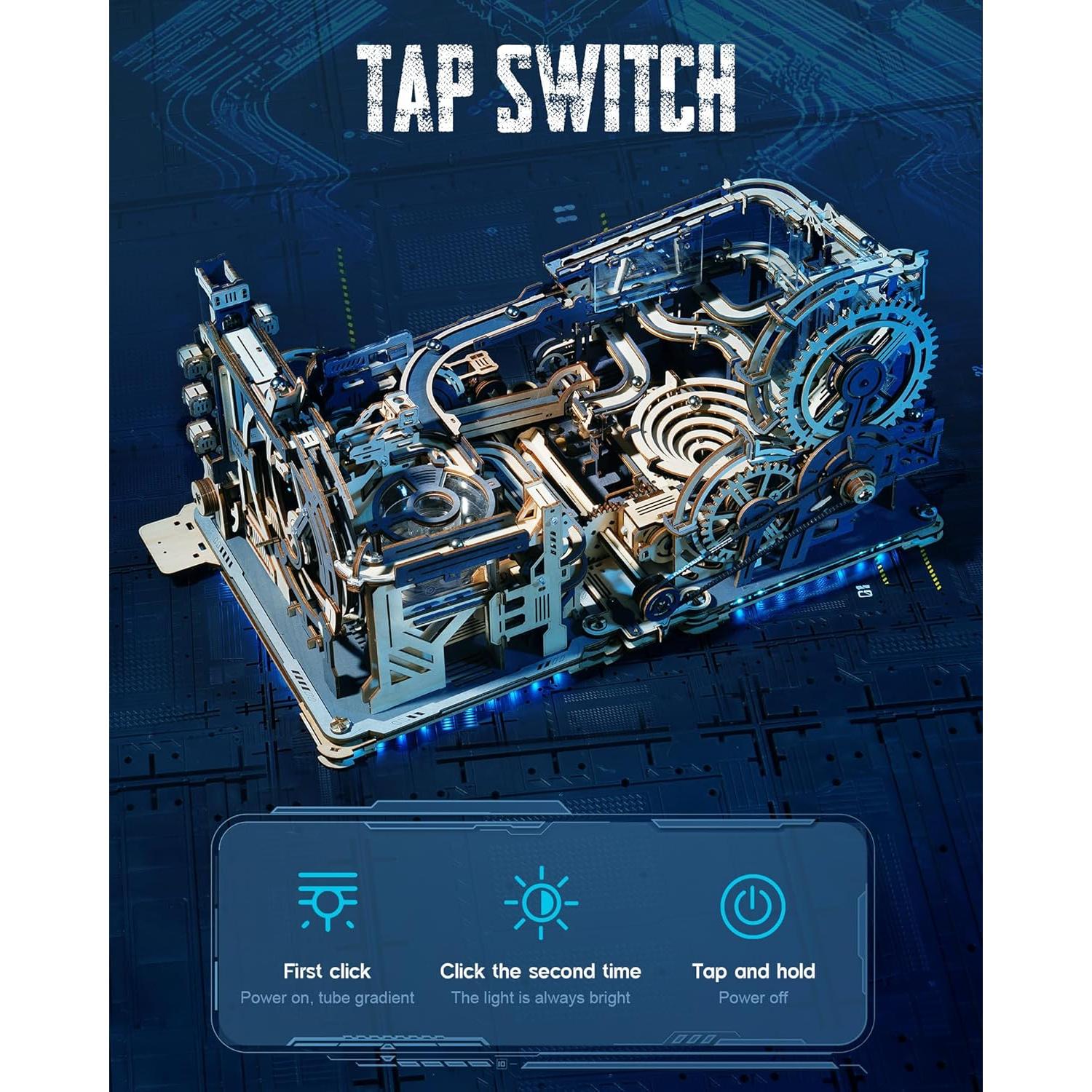 3D Puzzles for Adults, 3-in-1 Wooden Marble Run, Includes Spaceport LGC01, Night City LGA01 & Link Pack - Awesome Gifts for Adults & Teens