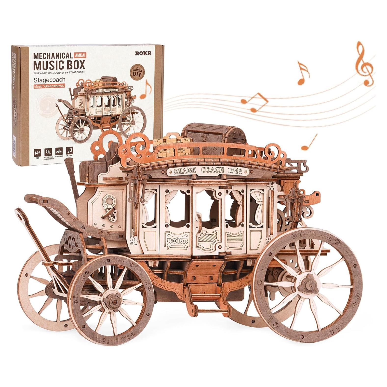 Rompecabezas 3D de Madera ROKR Carreta Musical 21.6x11.2cm