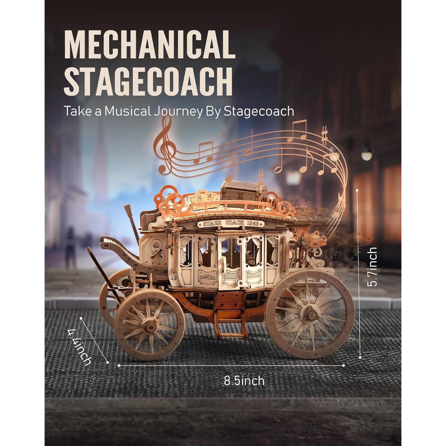 Rompecabezas 3D de Madera ROKR Carreta Musical 21.6x11.2cm