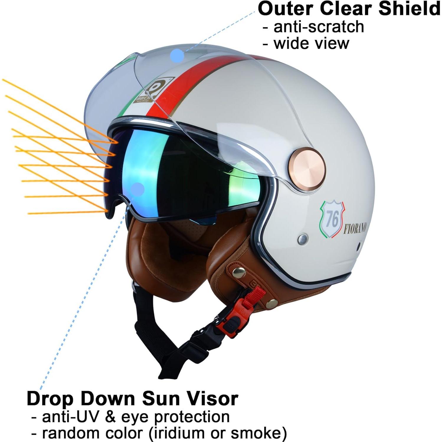 Casco de Moto BEON B-120 Retro Doble Visera Unisex