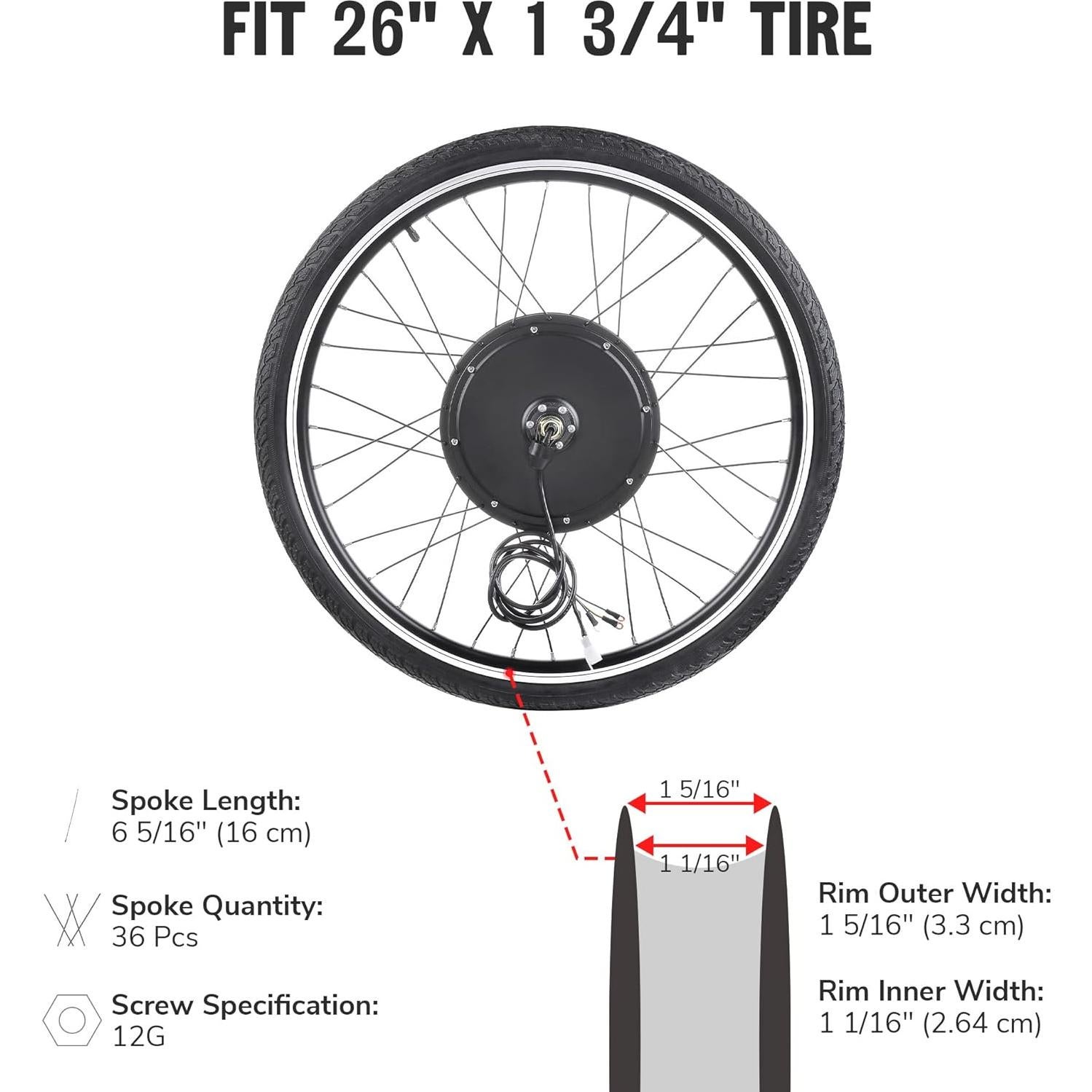 Kit de Conversión de Bicicleta Eléctrica AW 48V 1000W 26"