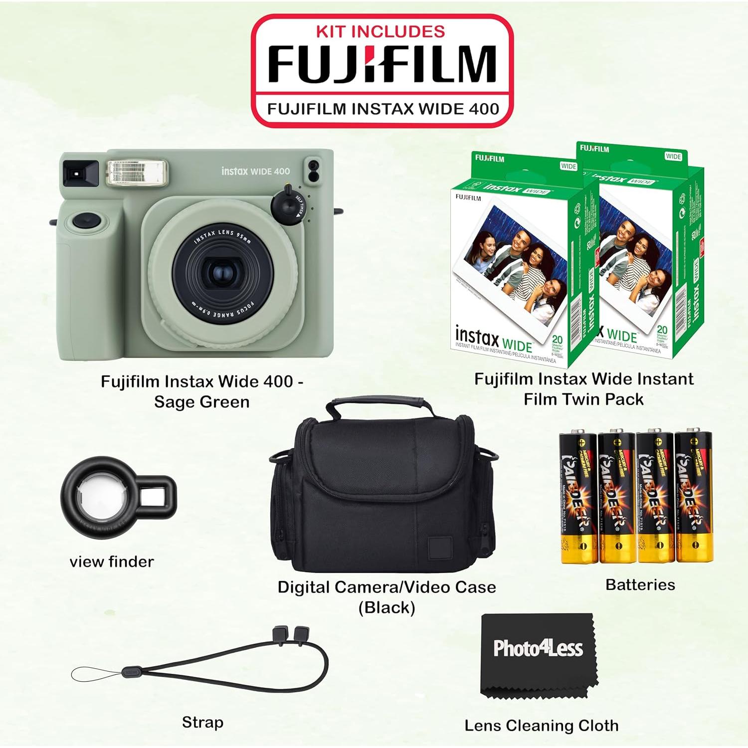 Cámara Instantánea Fujifilm Instax Wide 400 Verde Salvia + 40 Hojas