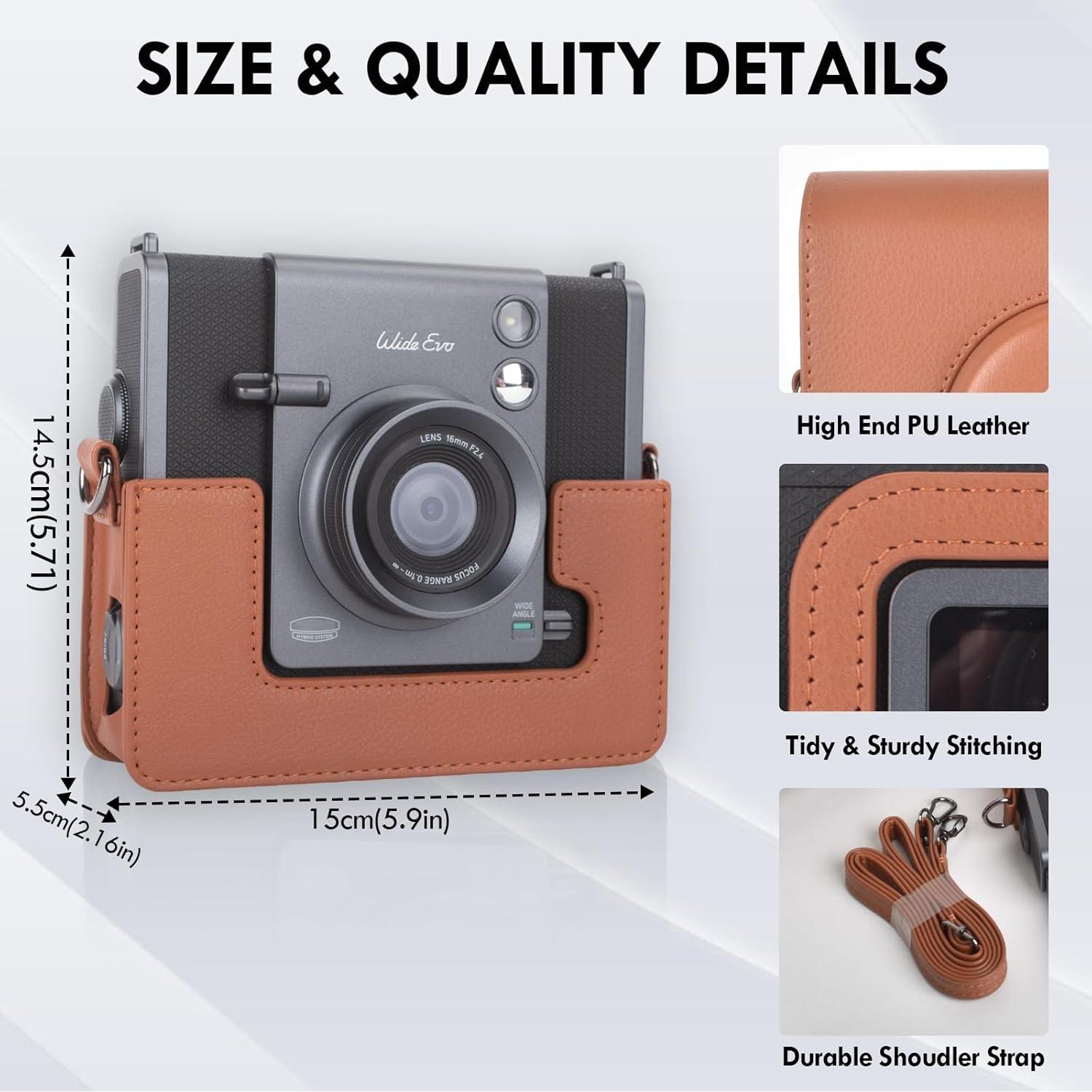Funda para cámara Fujifilm Instax Wide EVO Marrón 2-en-1