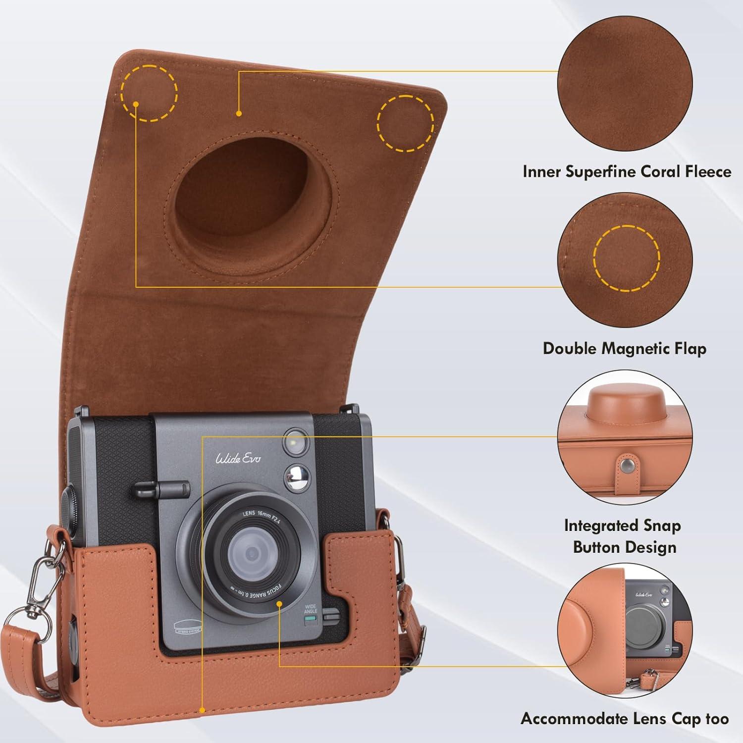 Funda para cámara Fujifilm Instax Wide EVO Marrón 2-en-1
