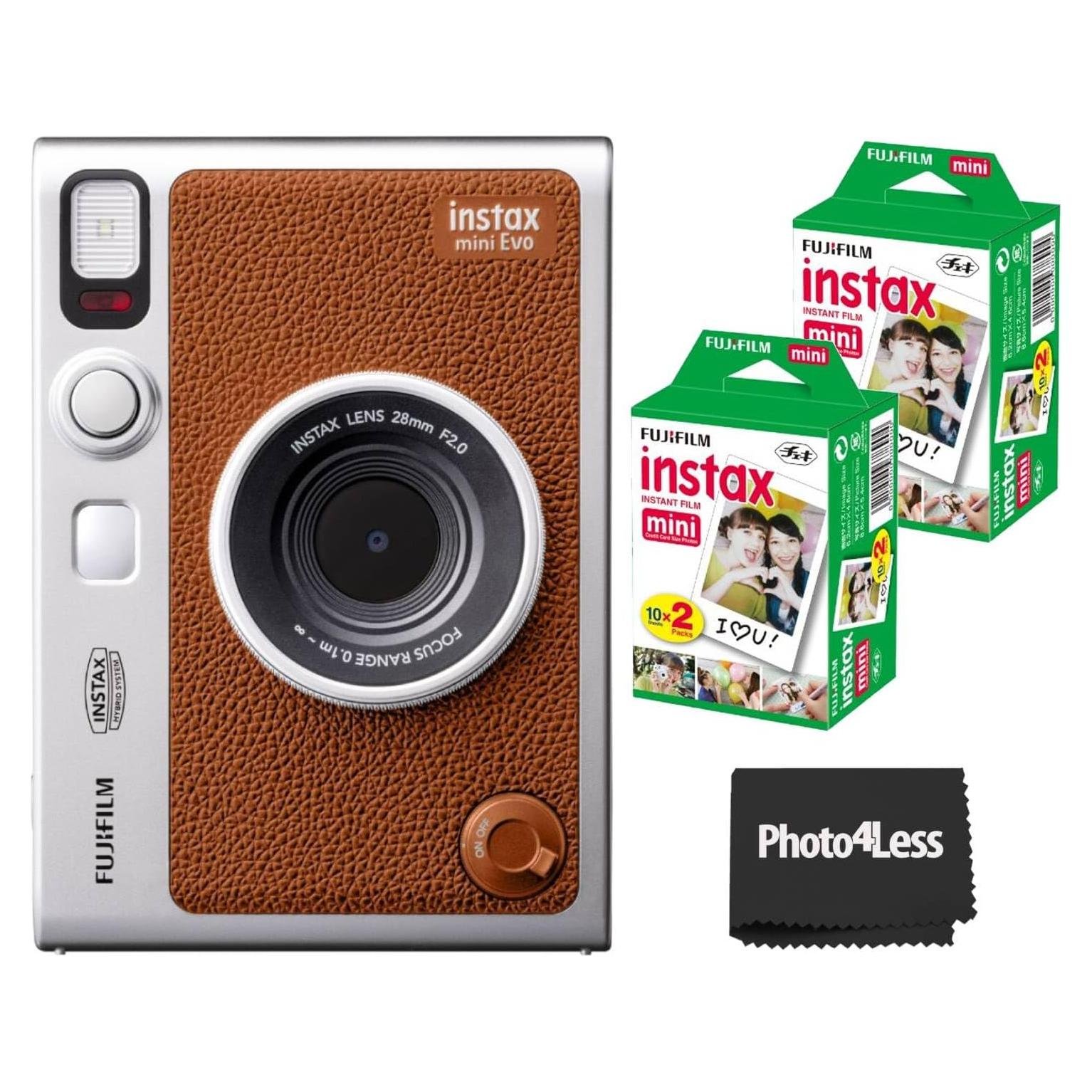 Cámara Instantánea Híbrida Fujifilm Instax Mini EVO Marrón + 40 Hojas Película