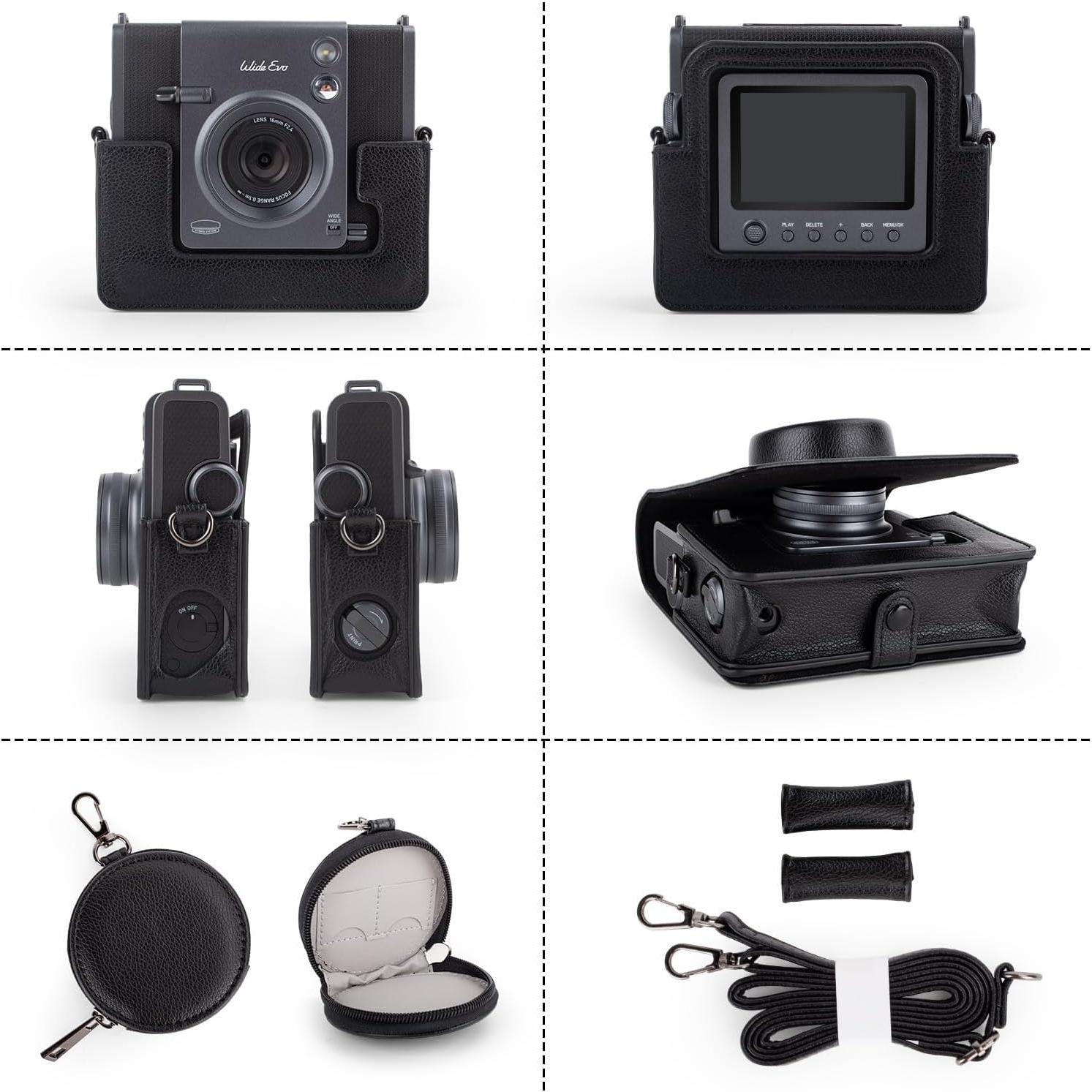 Funda Rieibi para cámara Fujifilm Instax Wide Evo - Cuero PU